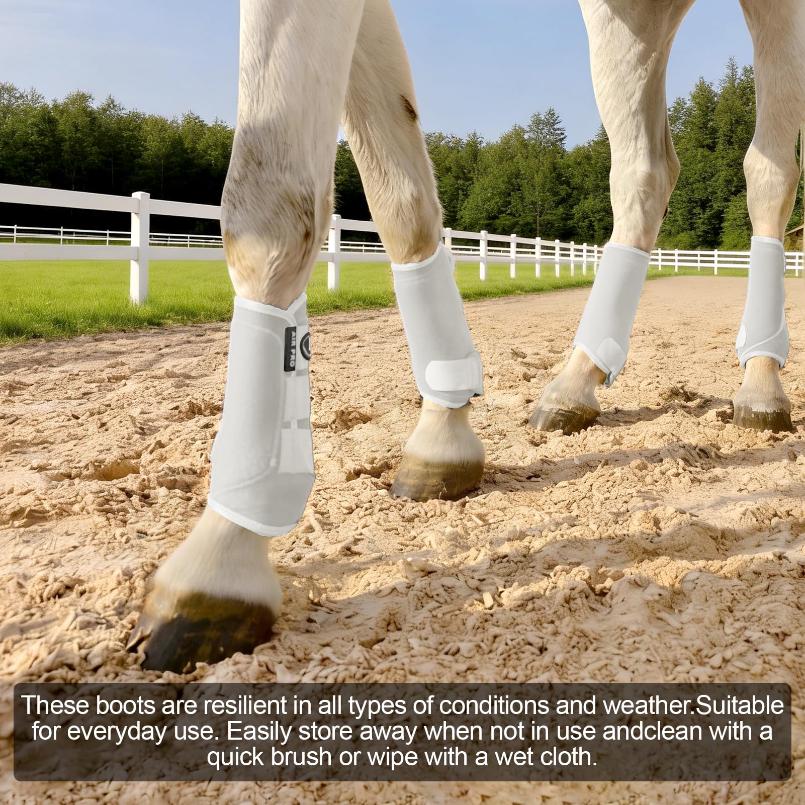 Uso en entrenamiento y transporte, protección confiable para las patas del caballo.