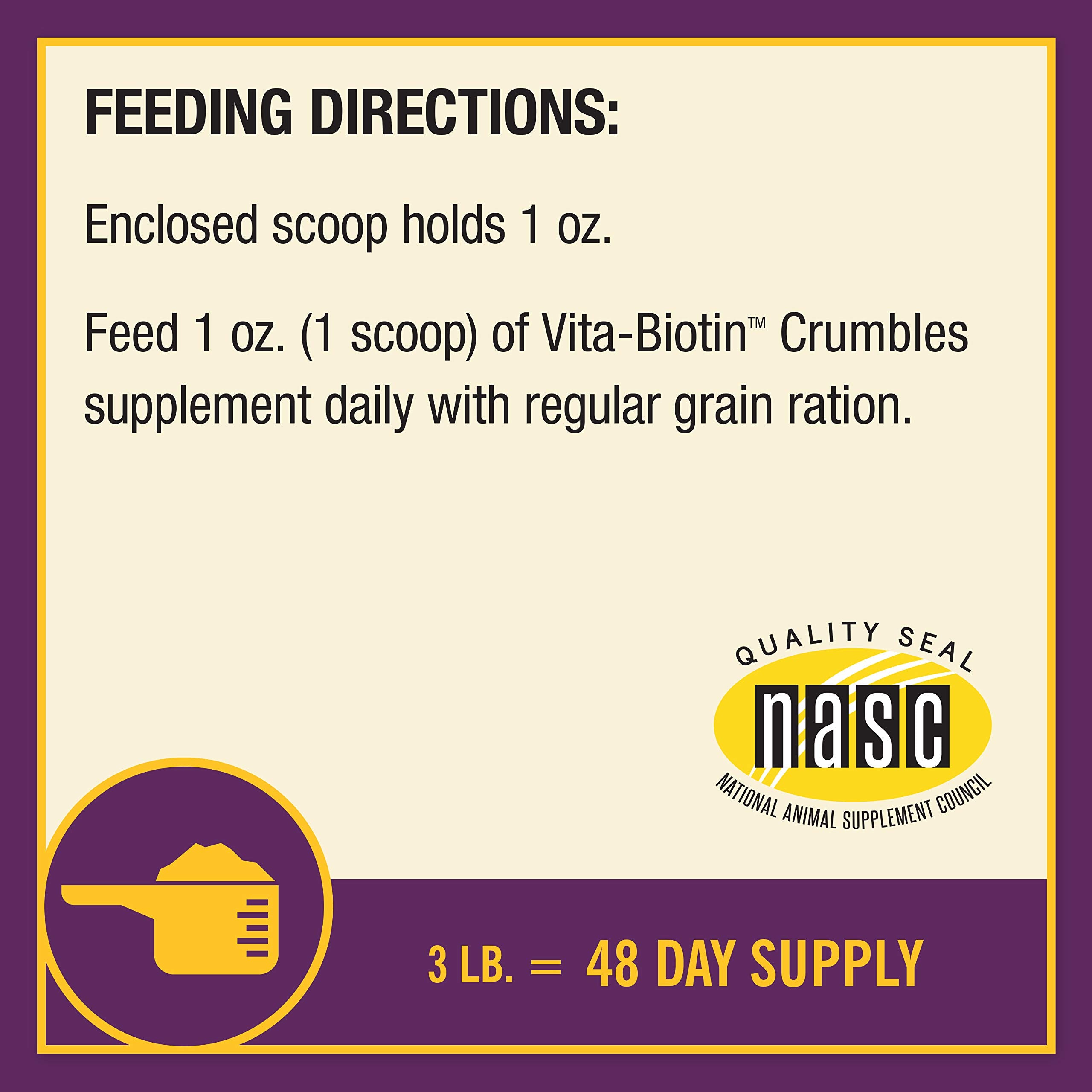 Horse Health Vita Biotin Crumbles uso diario mantiene cascos fuertes y resistentes.