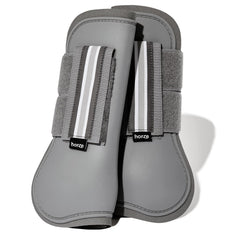 HORZE Adepto botas tendón apertura frontal en acero gris, protección estable para saltos.