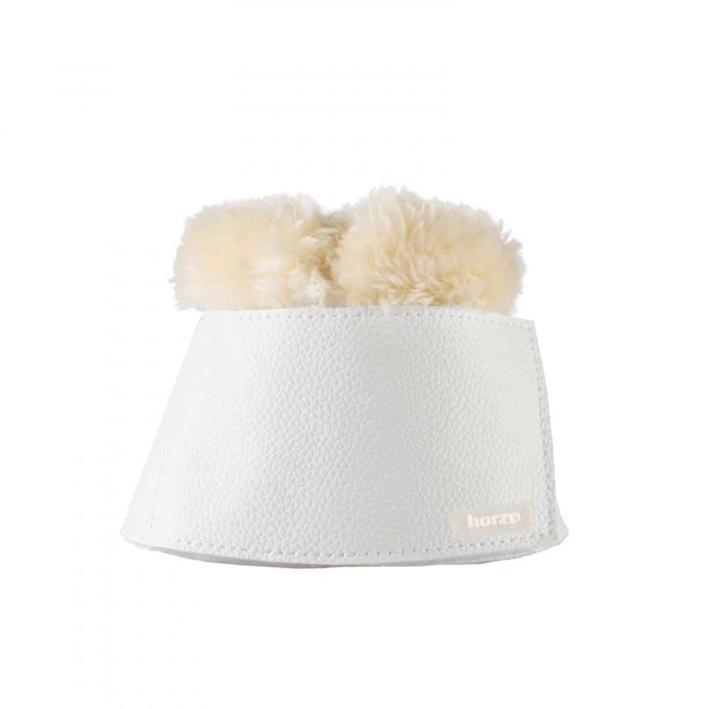 Horze botas de campana blanco, cierres dobles de velcro para ajuste seguro.