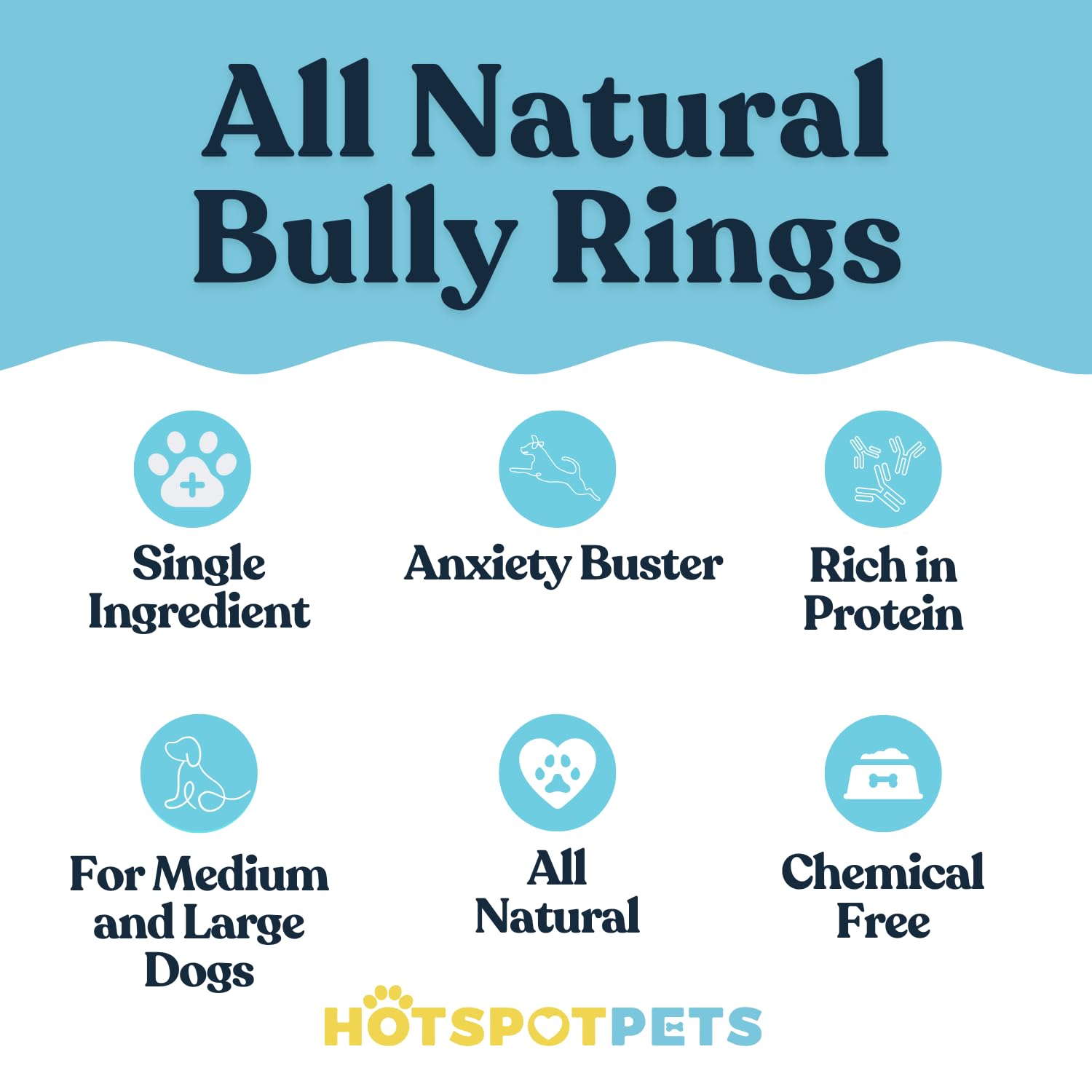 Hotspot Pets Anillos bully-stick, textura larga retorcida, ideal para masticar.