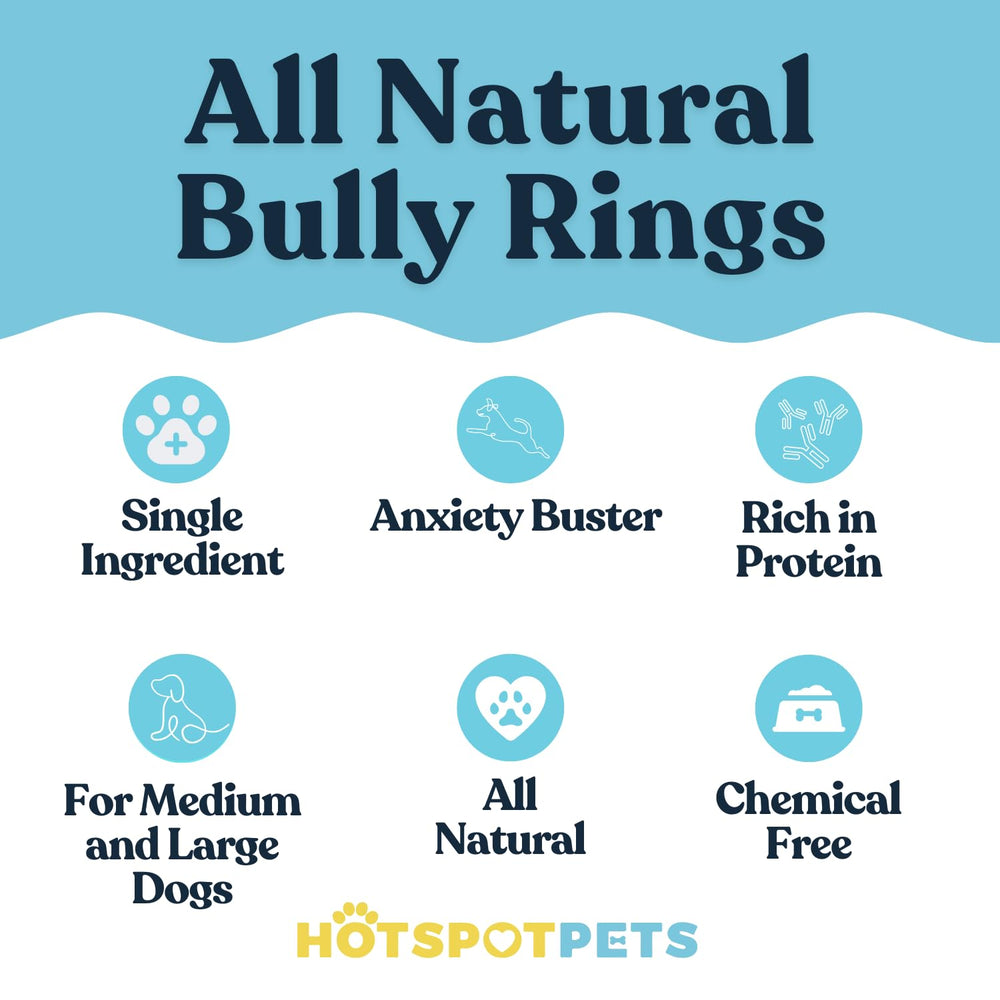Hotspot Pets Anillos bully-stick, textura larga retorcida, ideal para masticar.