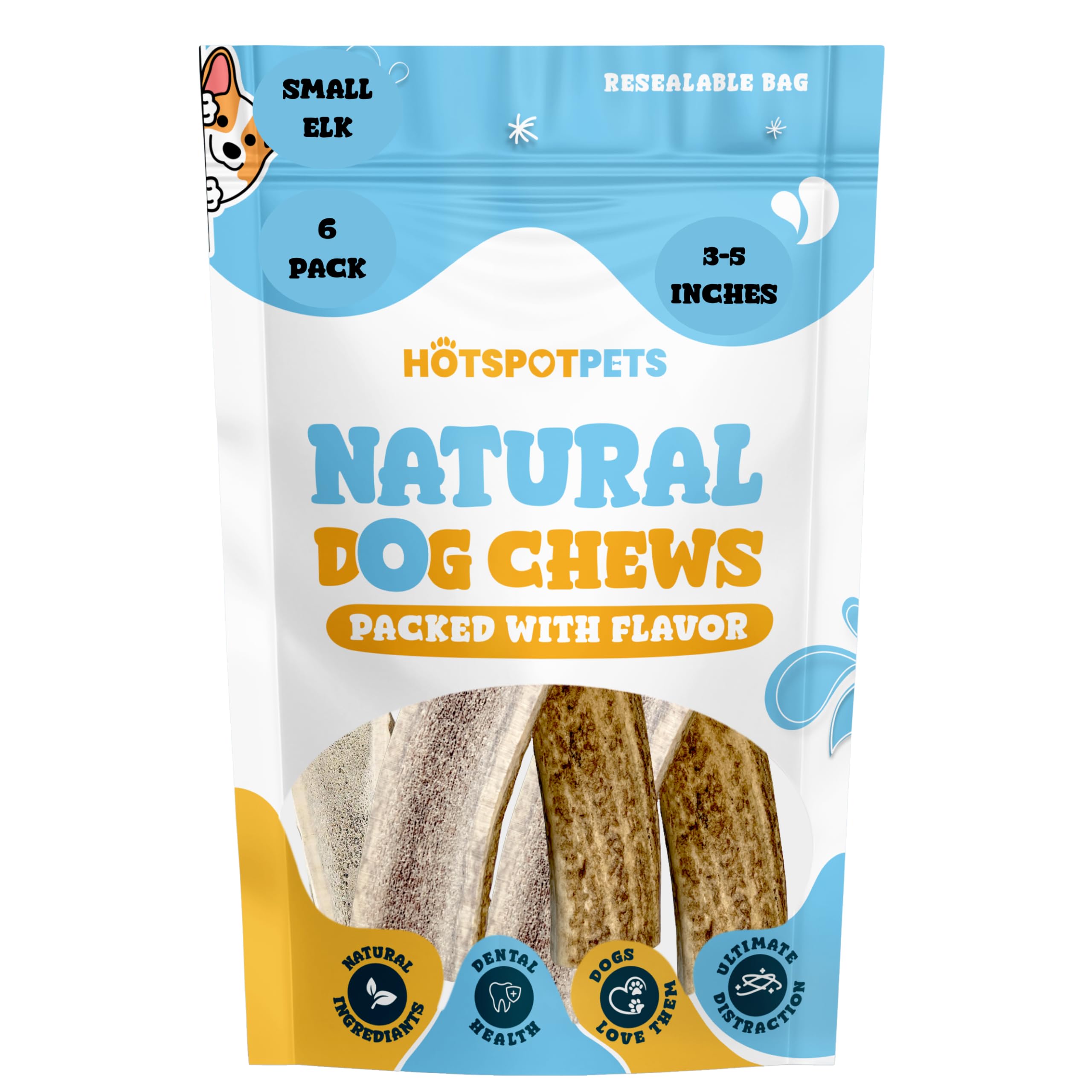 Hotspot Pets astas de alce divididas para perros, ideal para mordisqueo seguro.