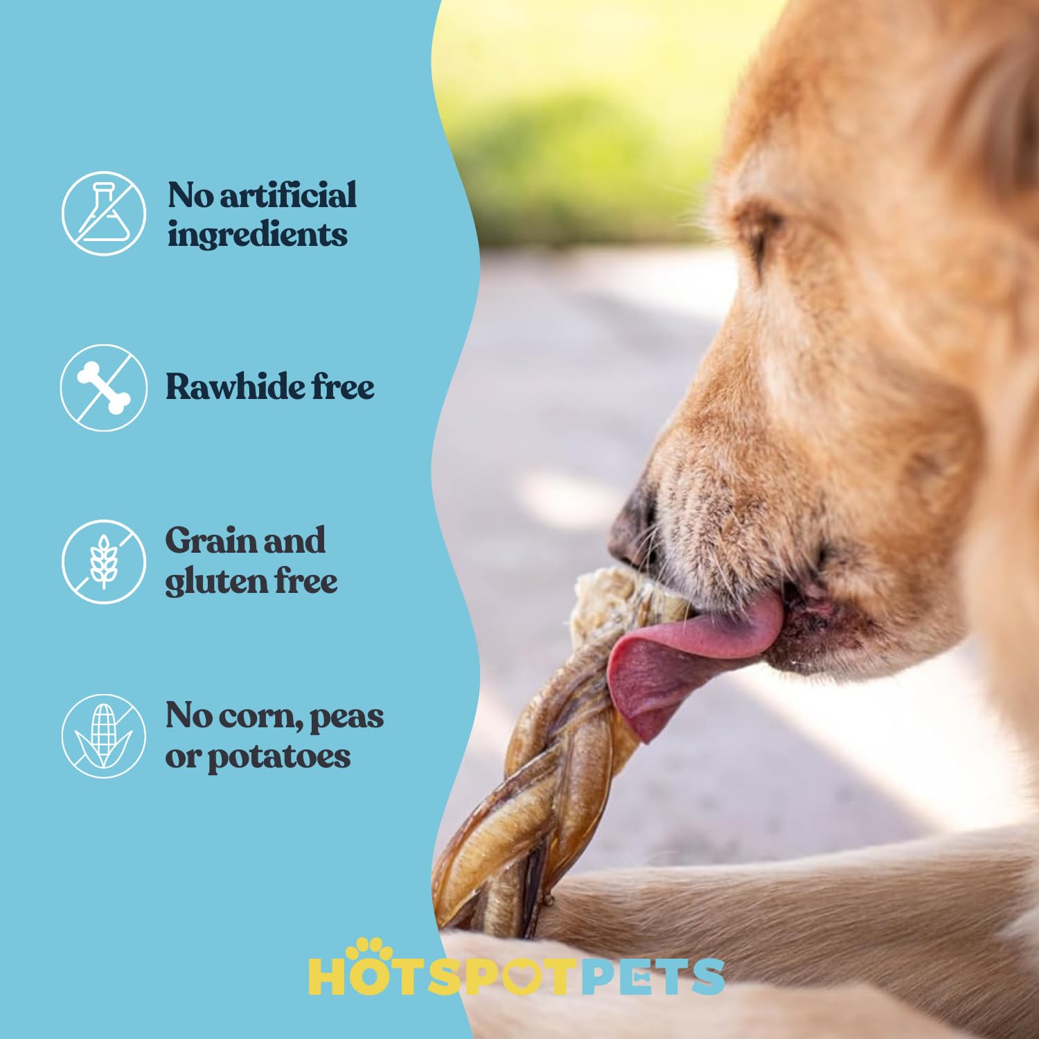 Hotspot Pets bully sticks con bajo olor para masticar en interiores.