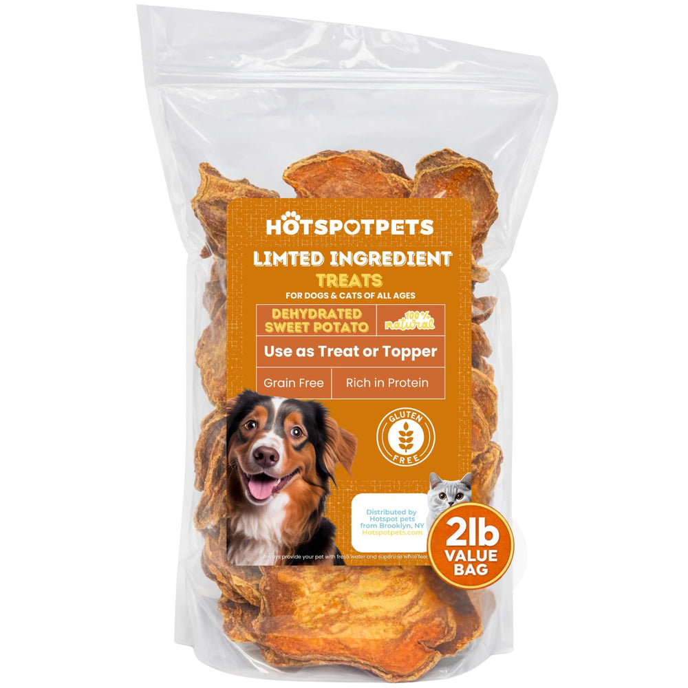 Hotspot Pets batata dulce deshidratada en bolsa de 2 libras, snack natural.