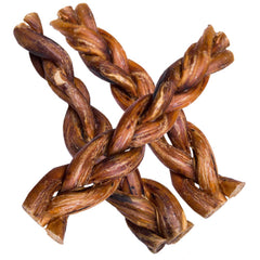 Hotspot Pets Bully Sticks trenzados de 6 pulgadas, snack proteico para perros enérgicos.