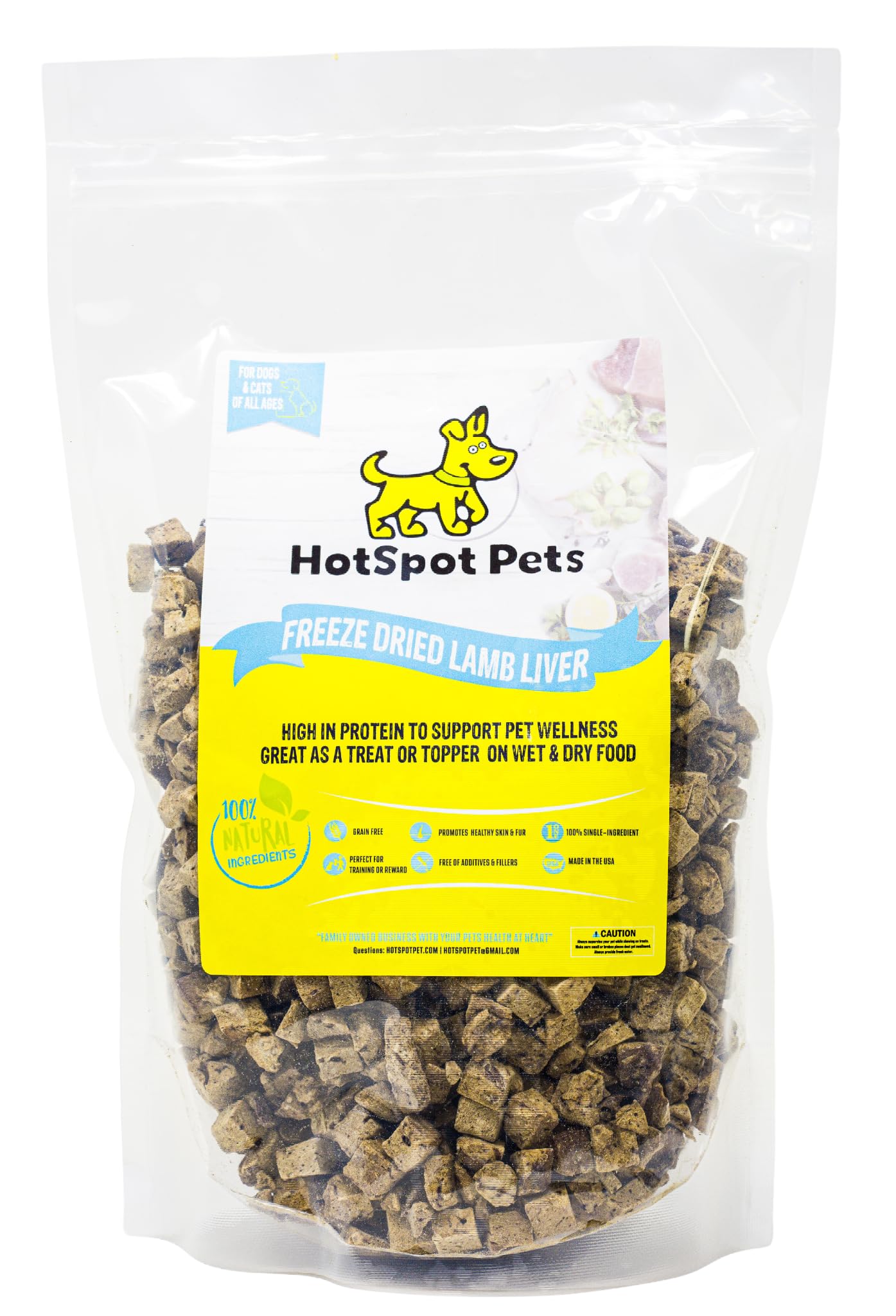 hotspot pets hecho en eeuu higado de cordero, snack confiable.