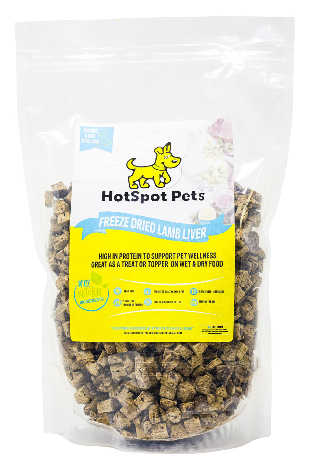 hotspot pets hecho en eeuu higado de cordero, snack confiable.