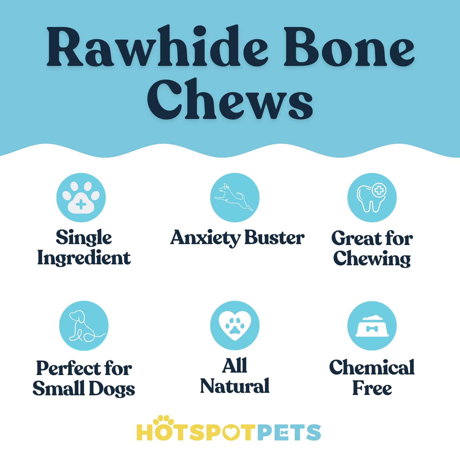 Paquete de 10 huesos rawhide de Hotspot Pets para premiar