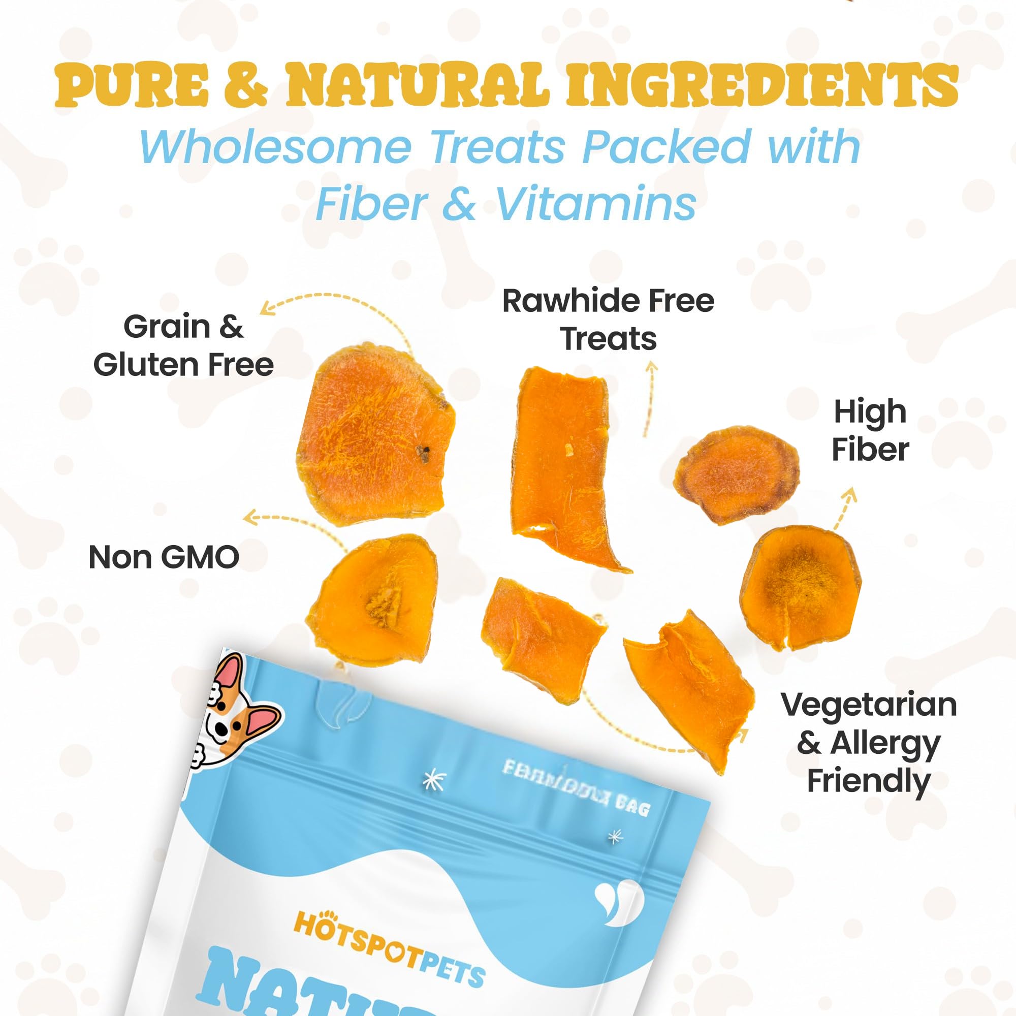 Hotspot Pets saco de 2 libras de calabaza, snack nutritivo para perros.