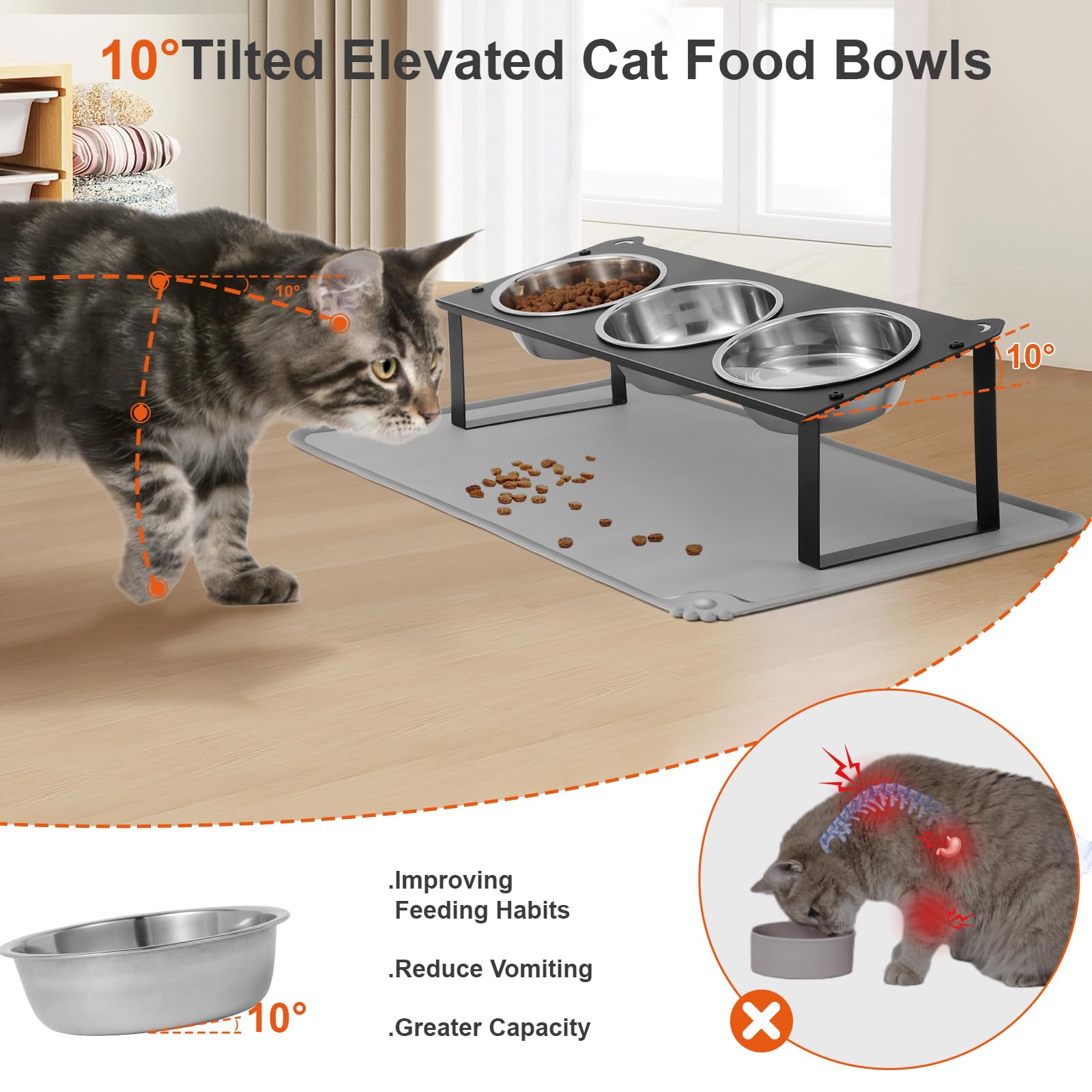 HOVNKUT estera de silicona para alimentación de gatos mantiene el área limpia