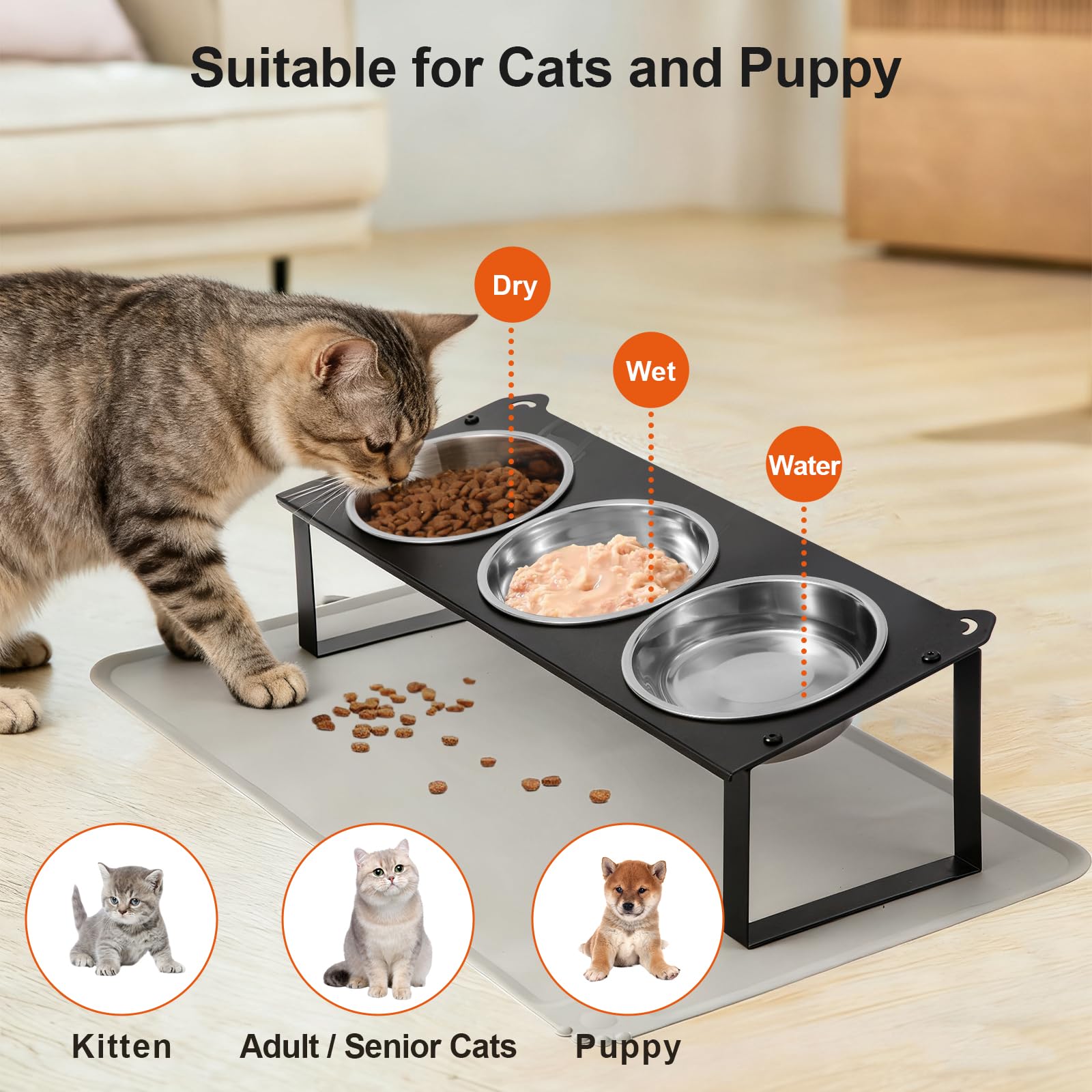 HOVNKUT tazones acero inoxidable, duraderos y fáciles de limpiar para gatos