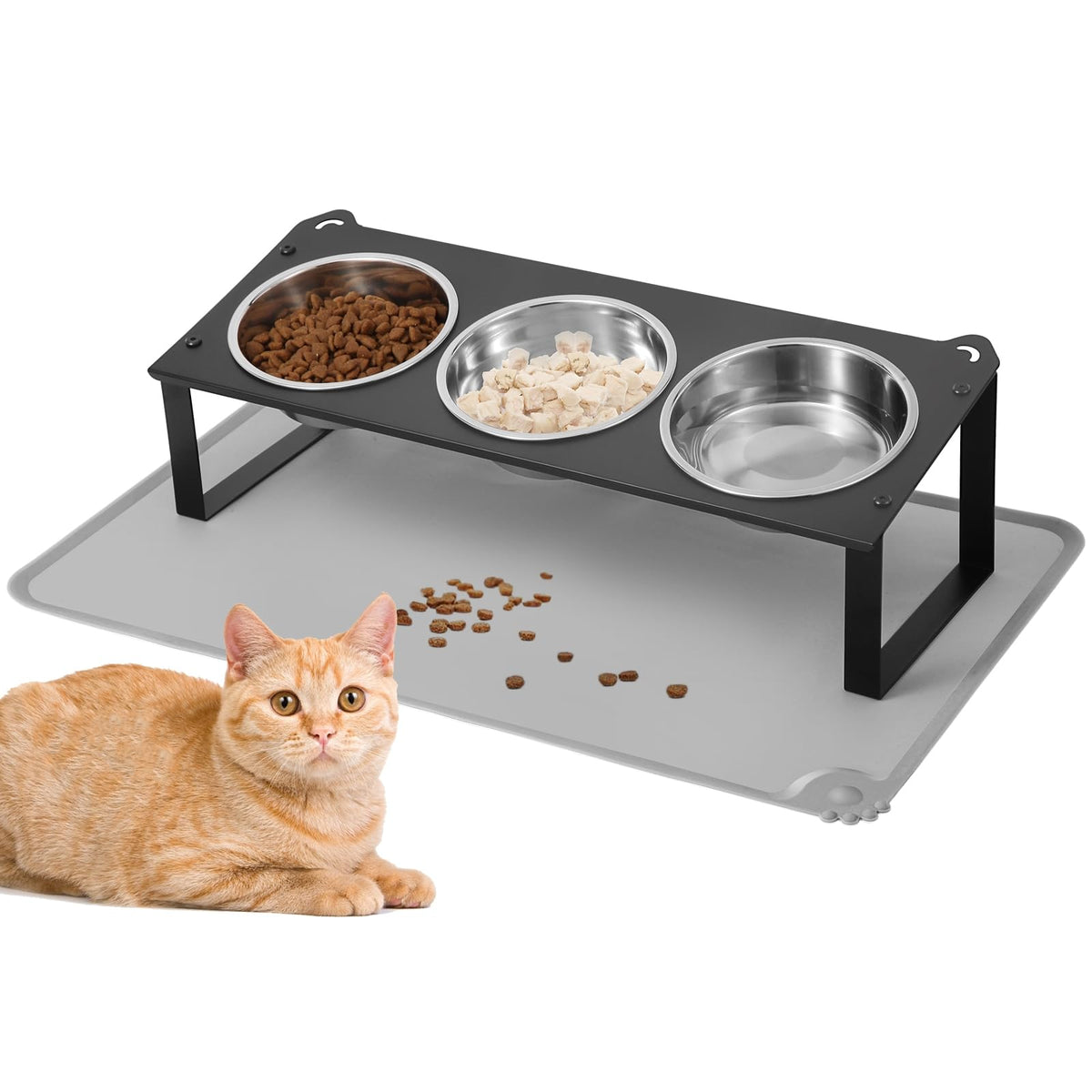 HOVNKUT tazones elevados para gatos con inclinación de 10° para comer cómodo