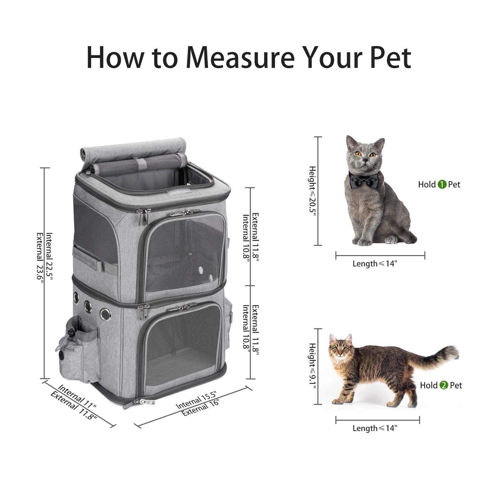 Mochila HOVONO con entradas superior y frontal para colocar mascotas fácilmente.