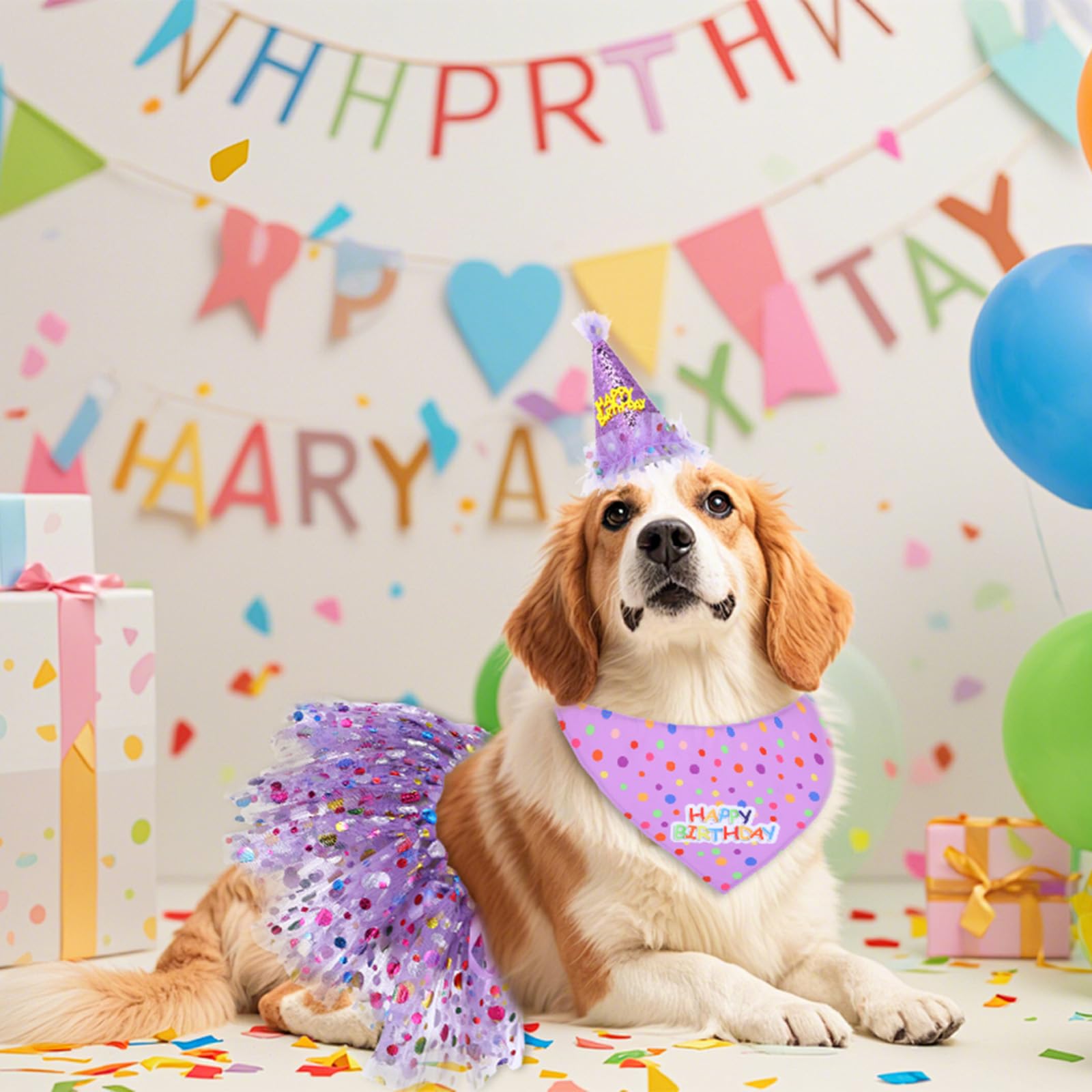 Ambiente festivo con el conjunto Hpmjz para perros, perfecto para decoraciones.