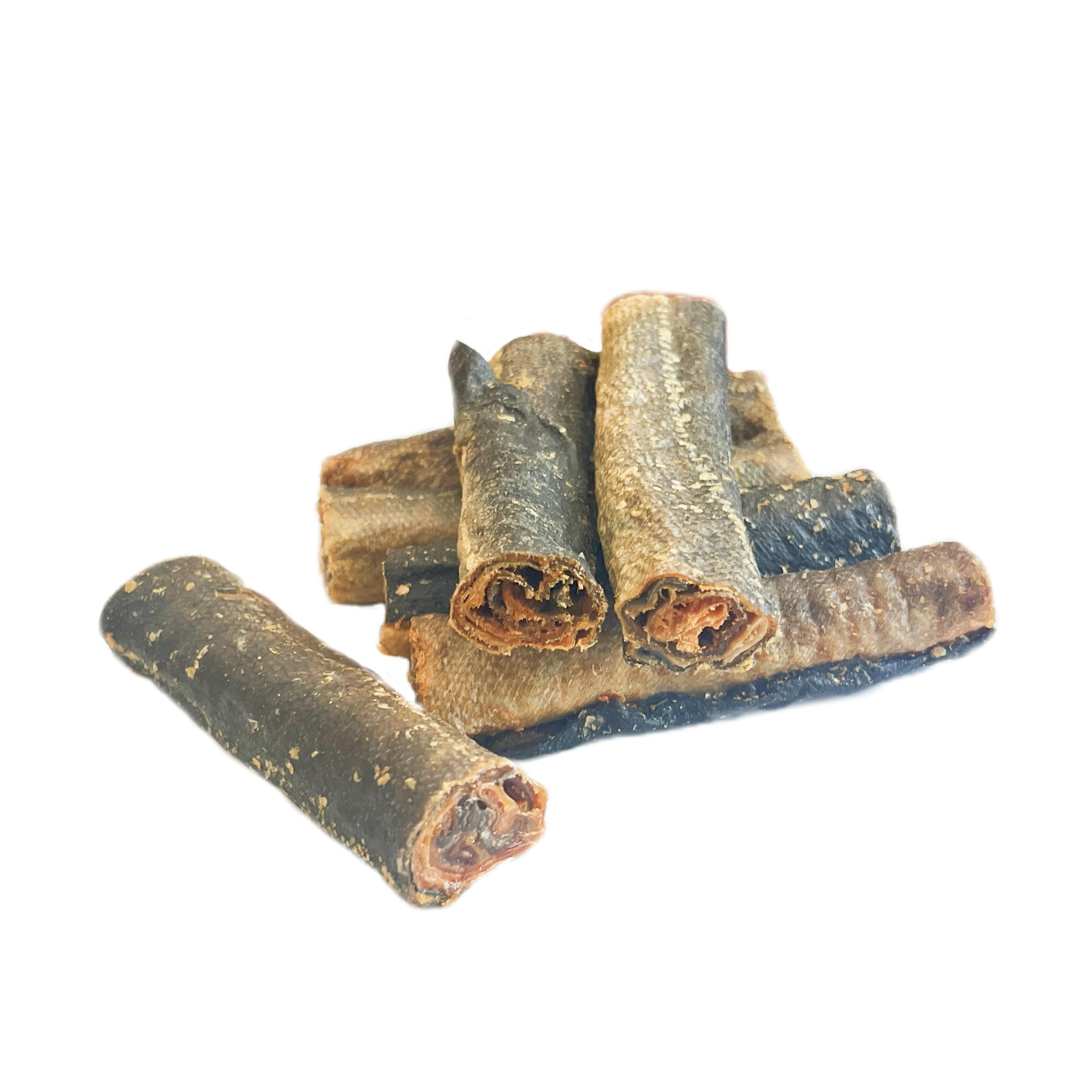Hubert Premium Rollos de Piel de Salmón: snack de ingrediente único, perfecto para perros sensibles.