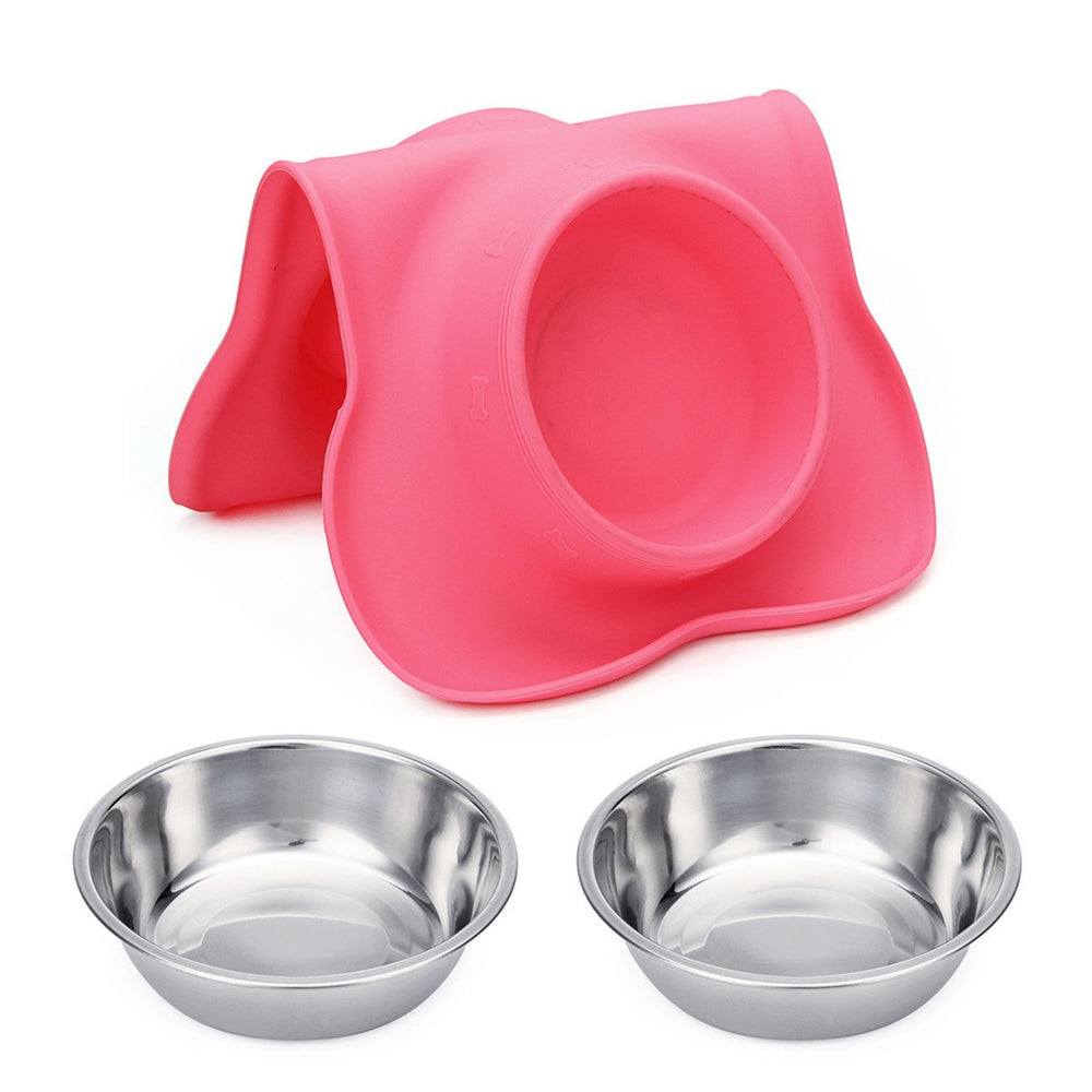 Conjunto versátil para dos mascotas, ideal para desayunos dobles.