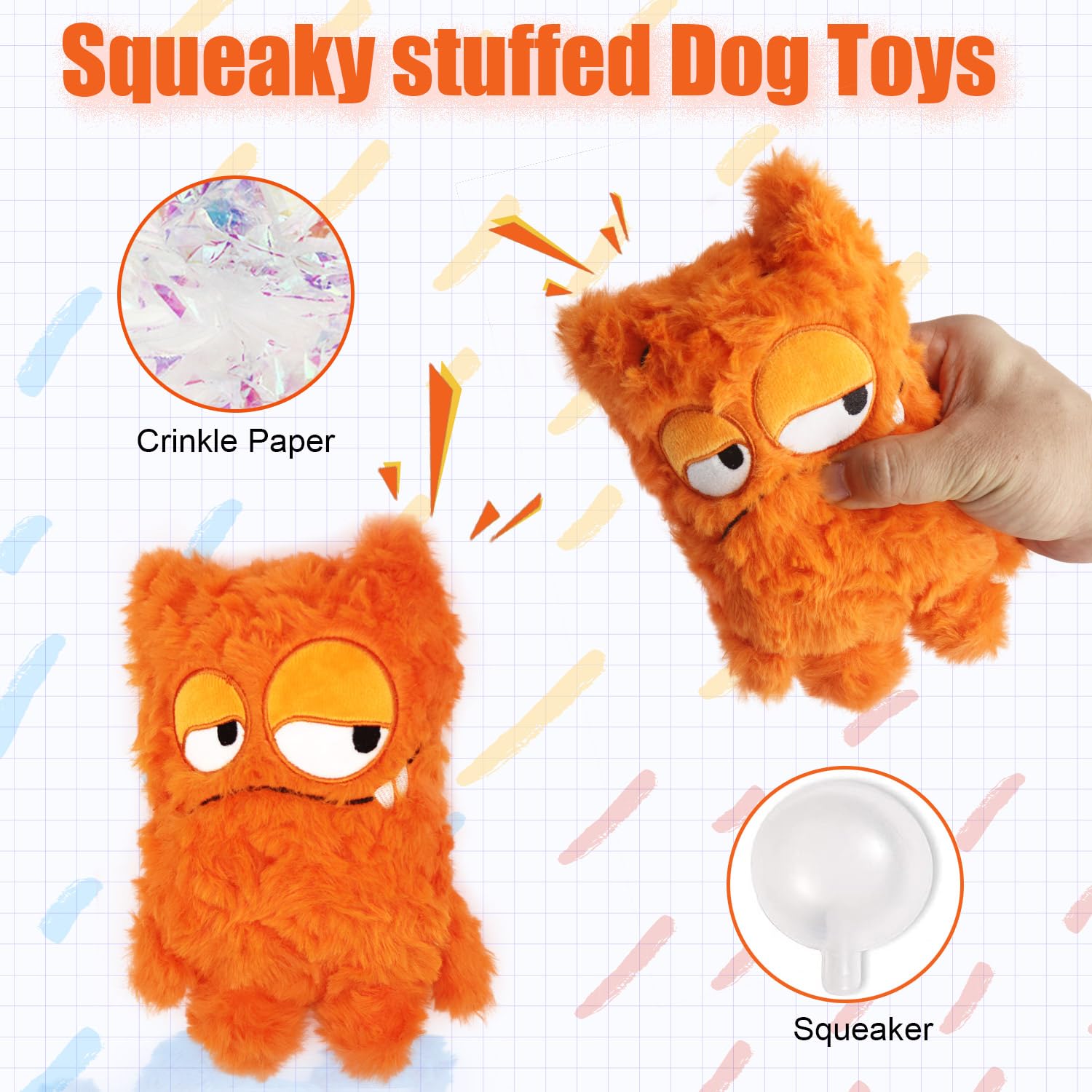Juguete HUGEME de peluche con costuras detalladas para mayor durabilidad.