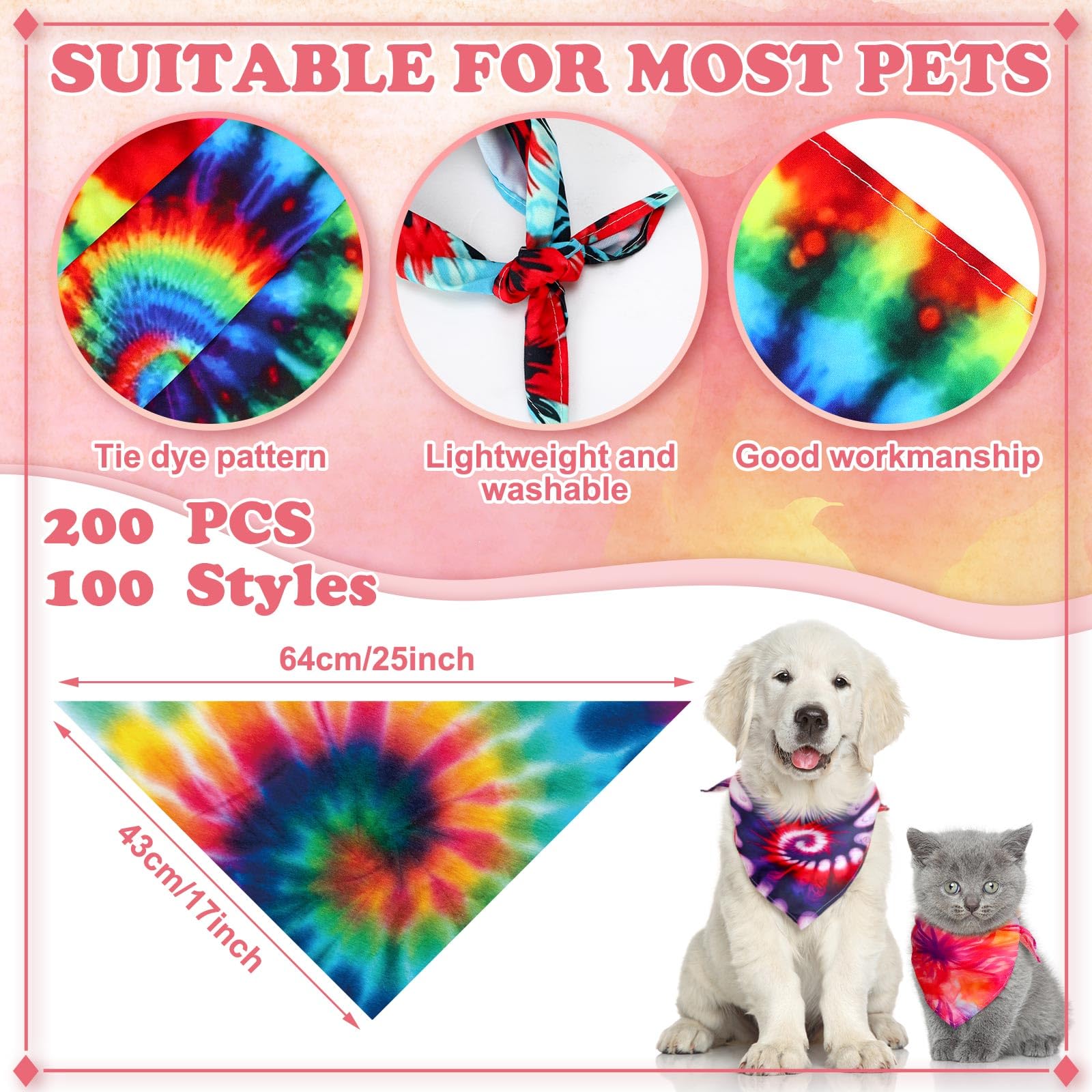 Bandana Huhumy para perro pack de 150 piezas en colores variados.