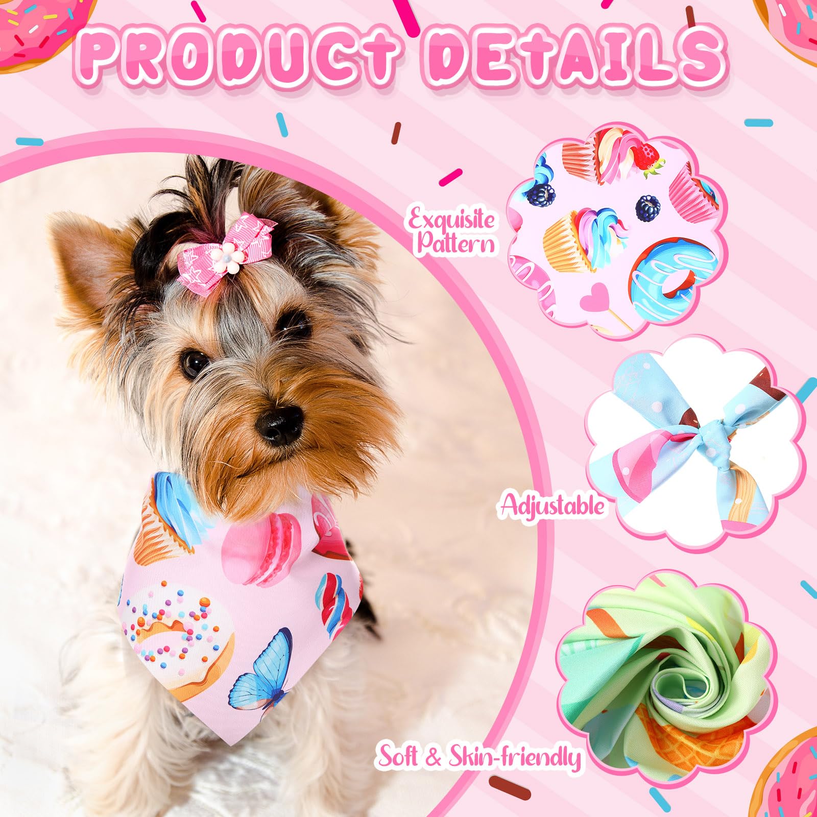 Bandana Huhumy para perro con diseño helado, ideal para salidas.
