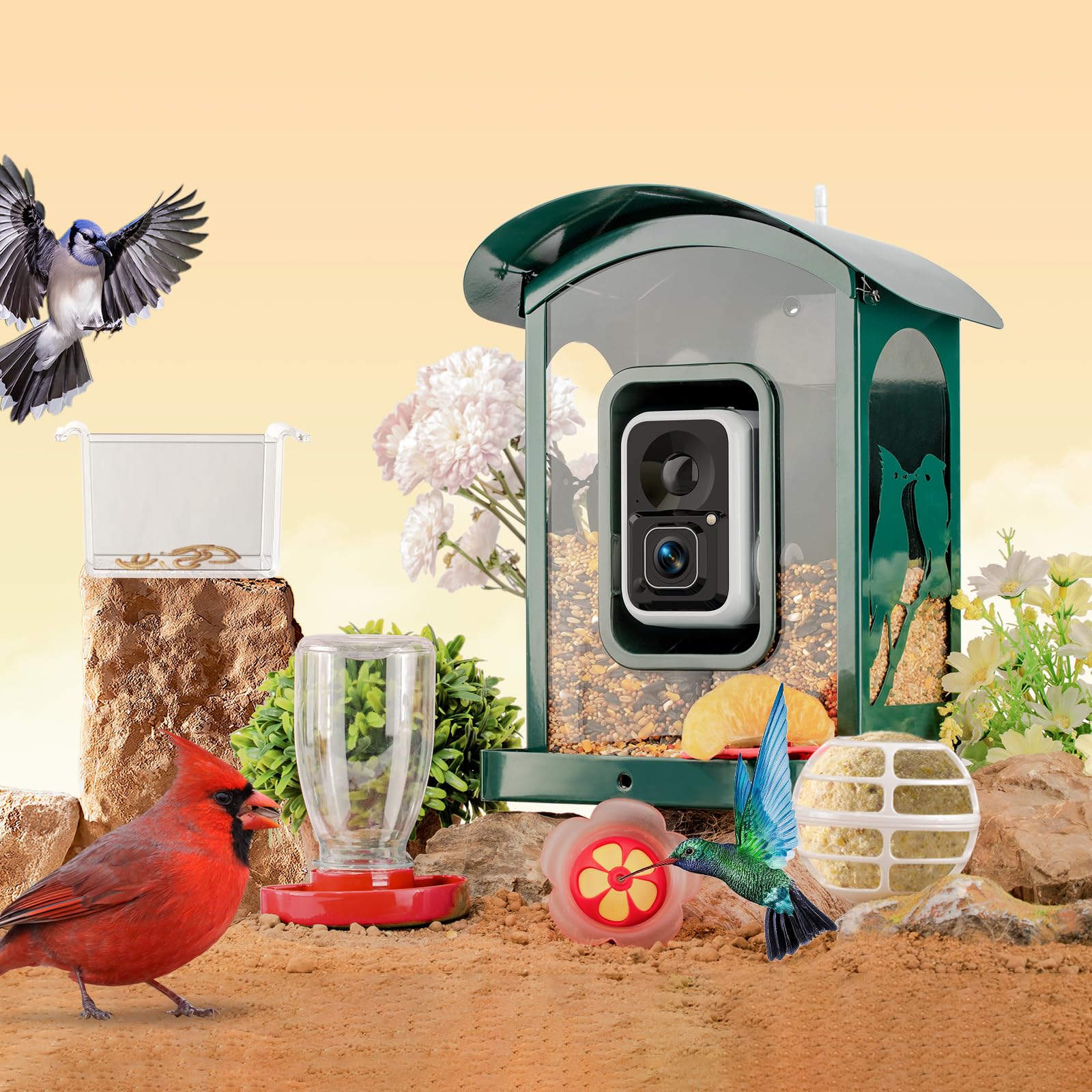 humbirdy dispensador-agua de 16 oz con diseño a prueba de fugas para aves
