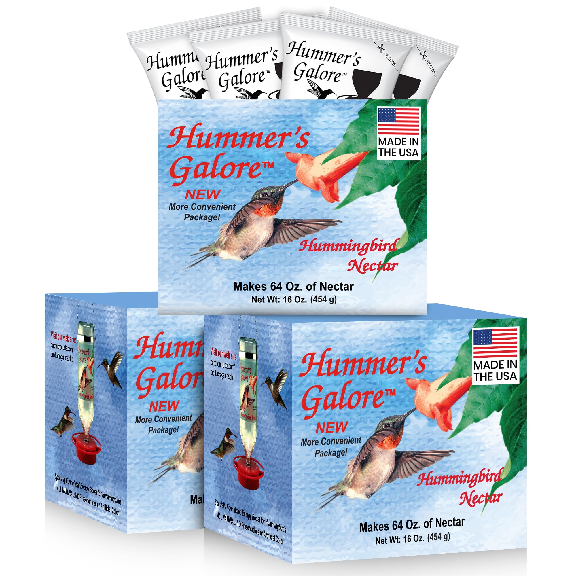 Néctar listo para usar de Hummer's Galore, facilita la alimentación de colibríes al aire libre.