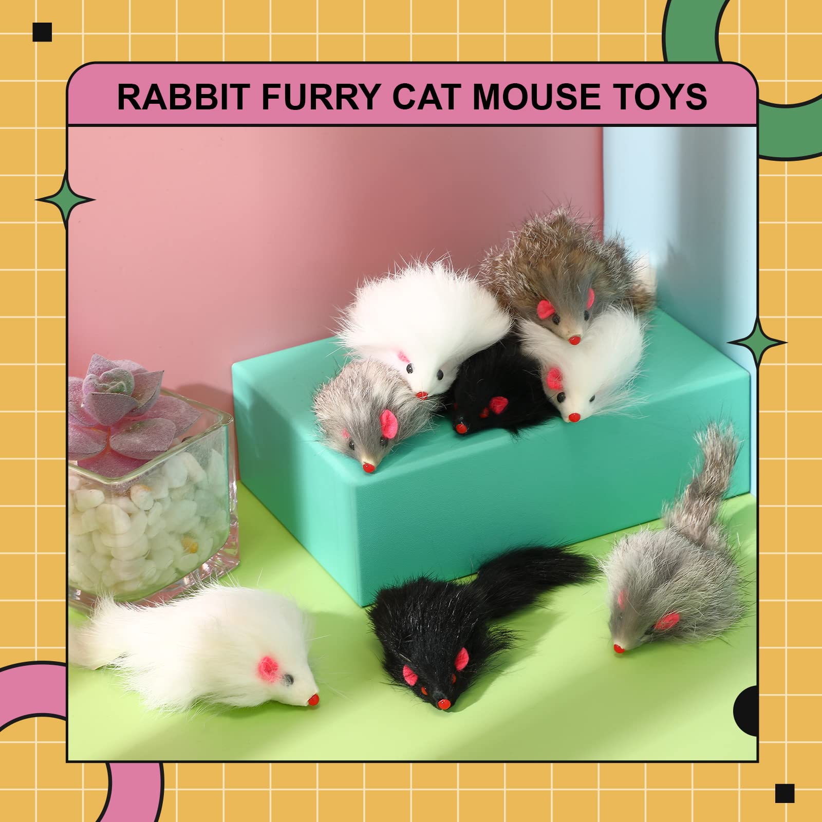 Hungdao ratón peludo interactivo, resistente y suave para morder y jugar en casa.