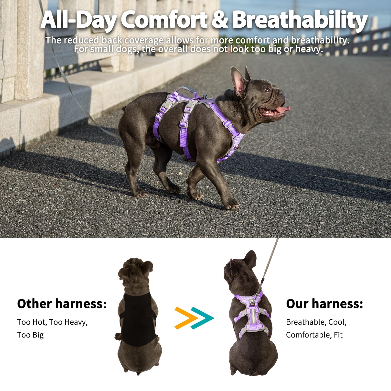Huntboo arnés de malla transpirable para paseos y entrenamiento cómodo.