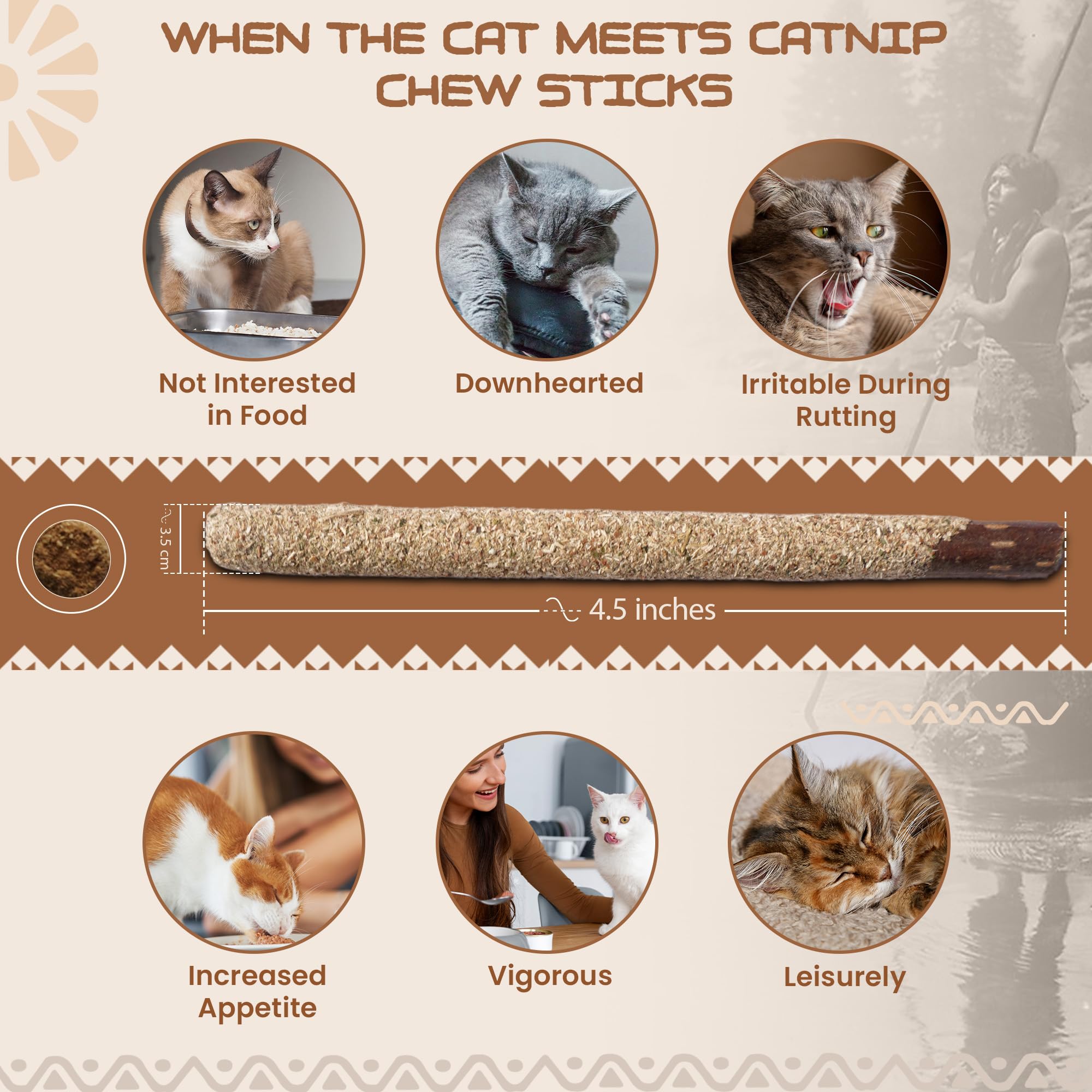 Gato masticando HUPA Cat Chew Sticks durante juego alegre.
