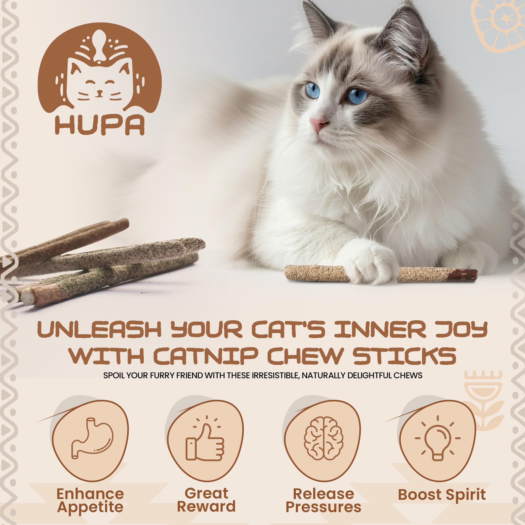 HUPA Cat Chew Sticks adecuadas para todas las edades y razas.