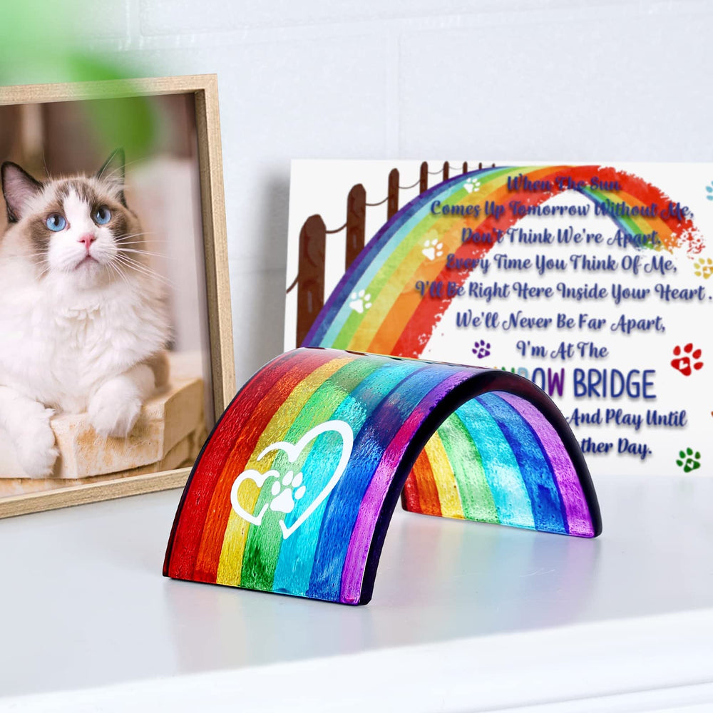 Huray Rayho conjunto regalo memorial para mascotas, incluye puente y tarjeta.