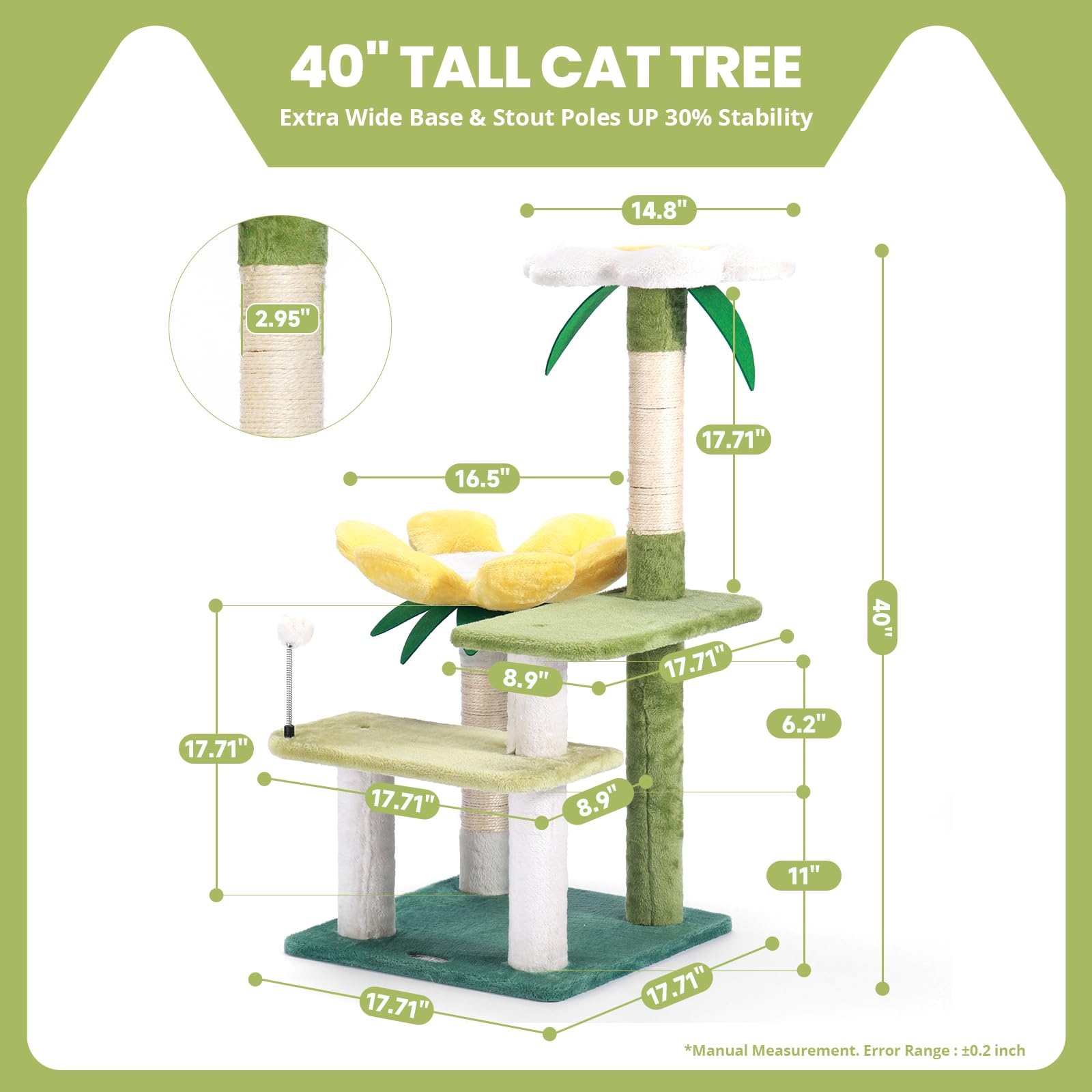 HYABI Arbol Gato Avocado con diseno petalos 3d para zonas de descanso