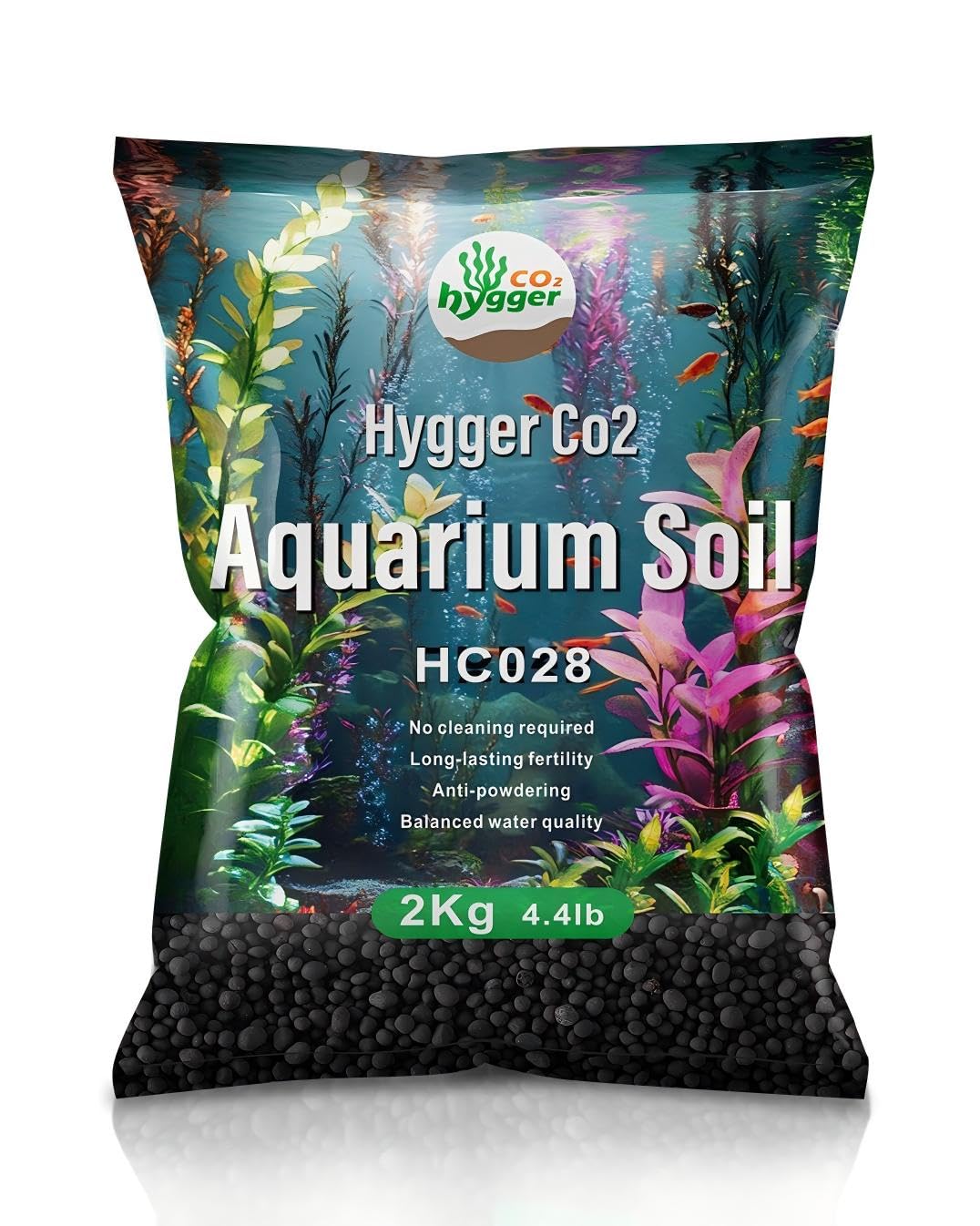 Hygger CO2 sustrato para acuario enfocado en plantas y camarones saludables.