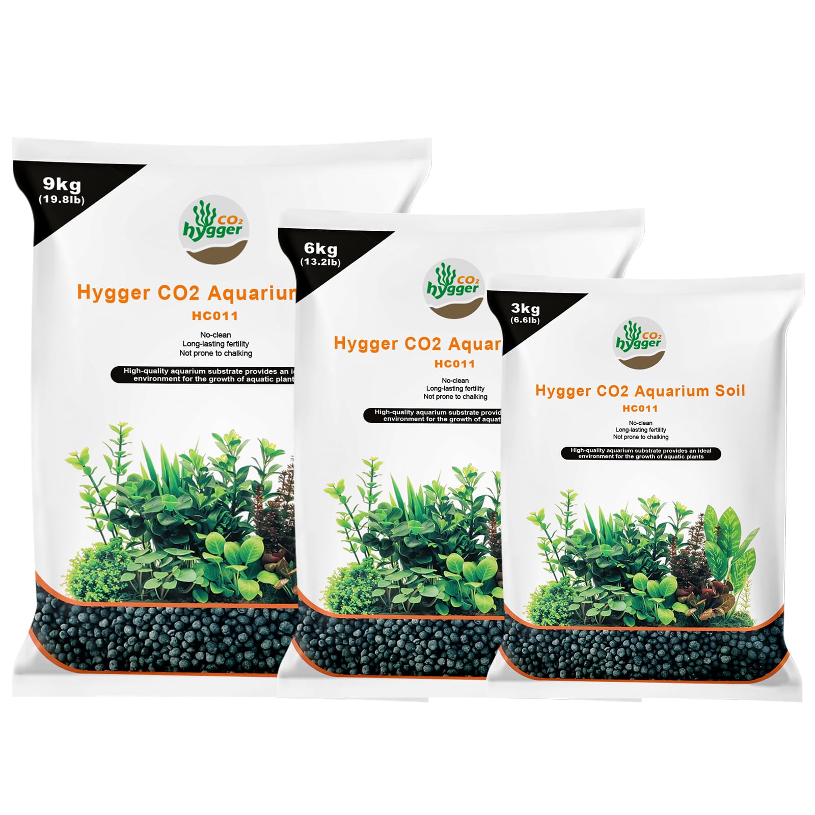 Hygger CO2, granulado de sustrato 3-5mm, primer plano ideal para raíces de plantas.