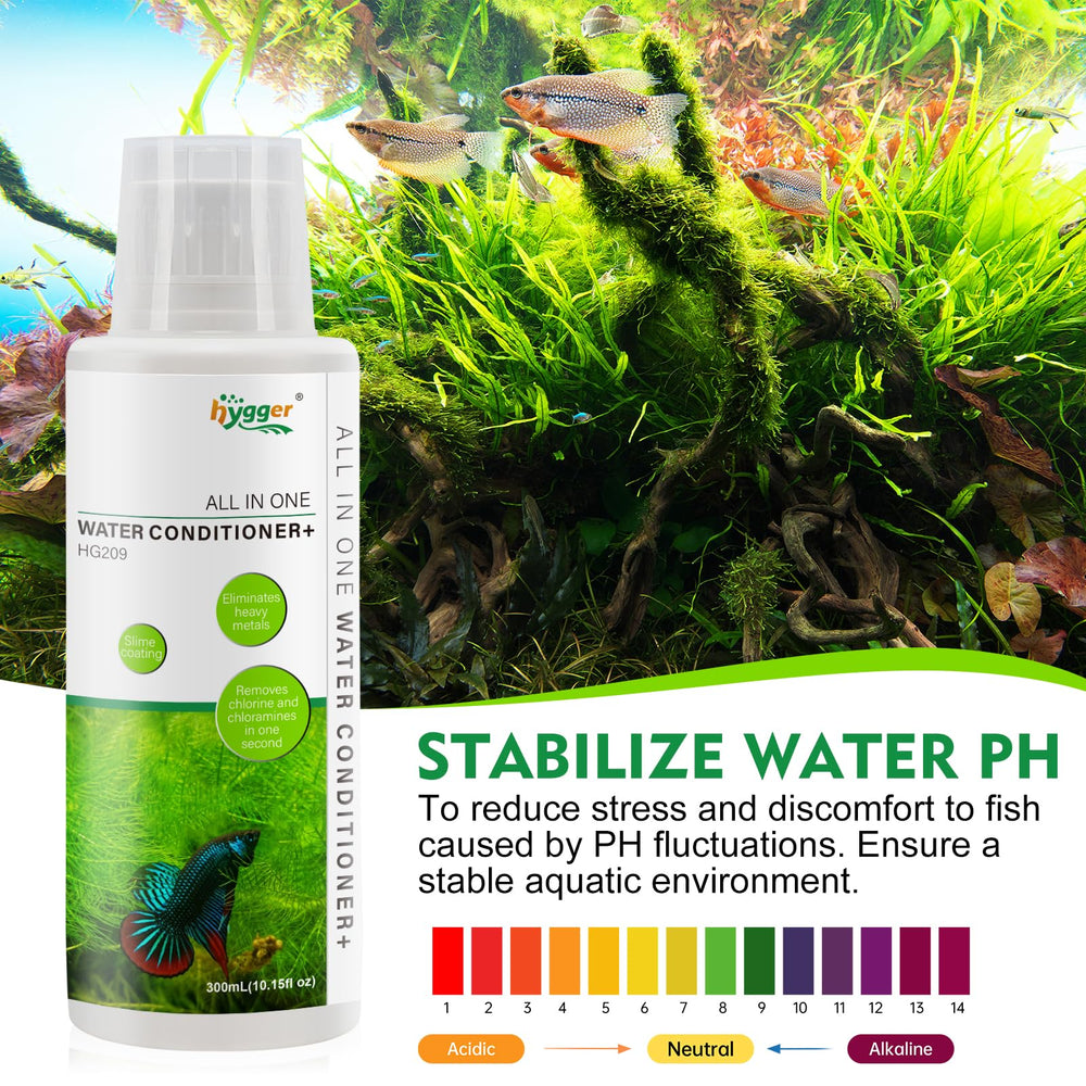 Hygger Condicionador de Agua en acuario de agua dulce para equilibrio estable.