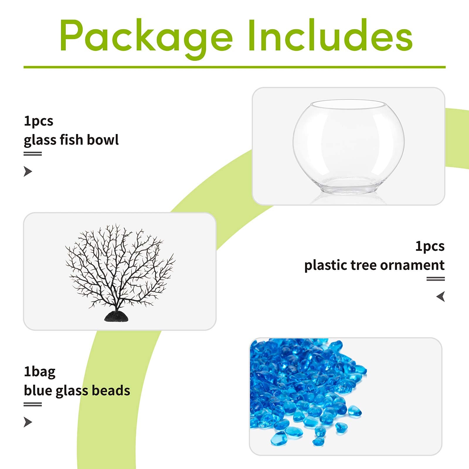 Hygger mini pecera oblate con arbol plastico, ideal como adorno de mesa.