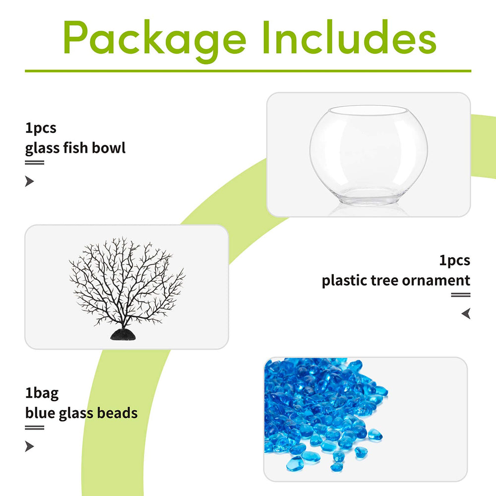 Hygger mini pecera oblate con arbol plastico, ideal como adorno de mesa.