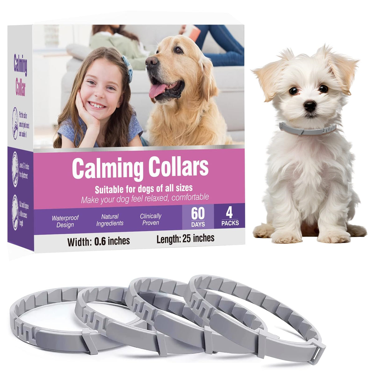 Hyjykd collar calmante en caja de 4 unidades para tranquilidad duradera.