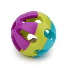 Hypeety bola-juguete para pájaro colorida con campana para estimular juego y exploración.