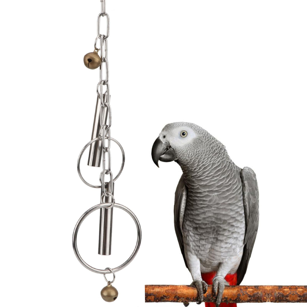 Campana para aves Hypeety de acero inoxidable con sonido suave