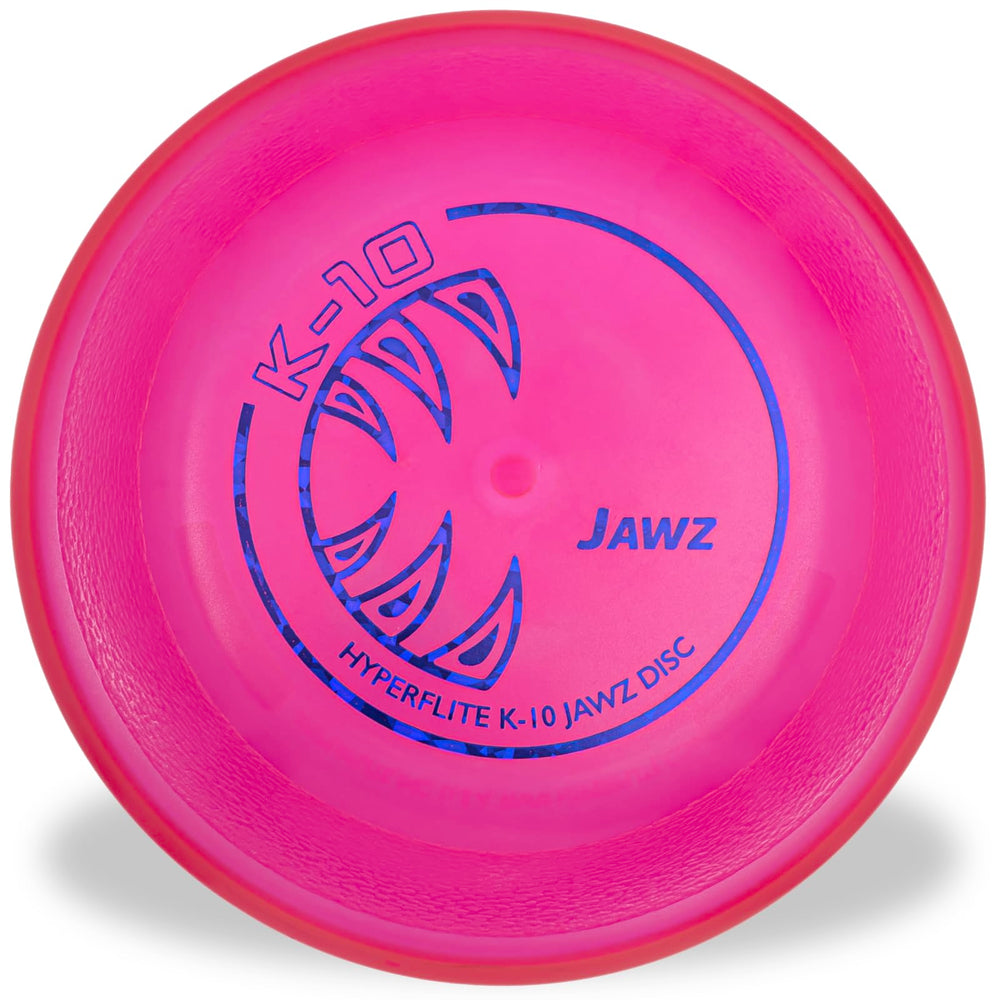 Hyperflite K-10 Jawz disco rosado, vista frontal, alta durabilidad para perros activos