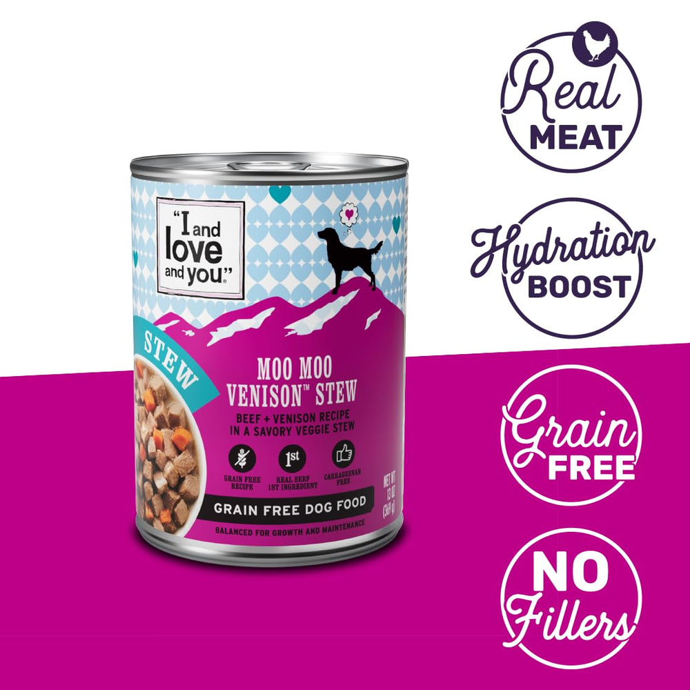 I AND LOVE AND YOU Moo Moo Venison Stew, nutrientes esenciales para el vigor diario.
