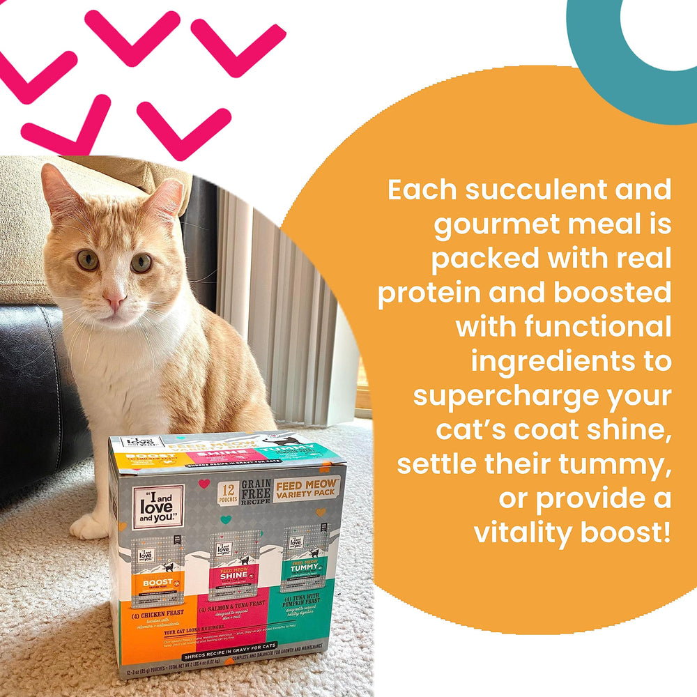 I AND LOVE AND YOU Feed Meow Boost sin rellenos, ingredientes simples y nutritivos.
