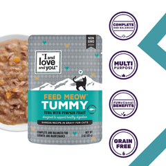 I AND LOVE AND YOU Feed Meow Tummy, calabaza en trozos, fibra natural para gatos