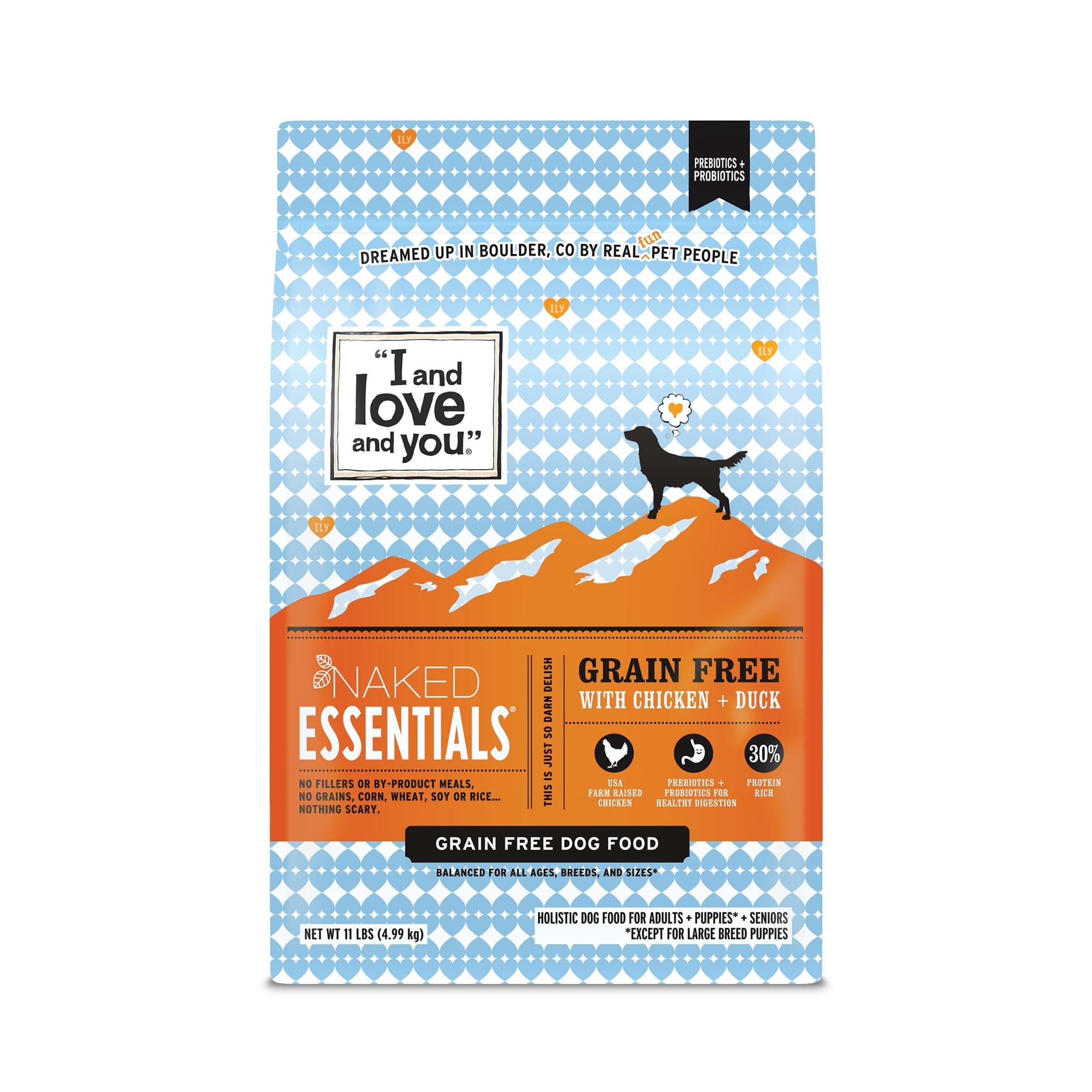 I AND LOVE AND YOU Naked Essentials croquetas de pollo y pato crujientes para perros activos