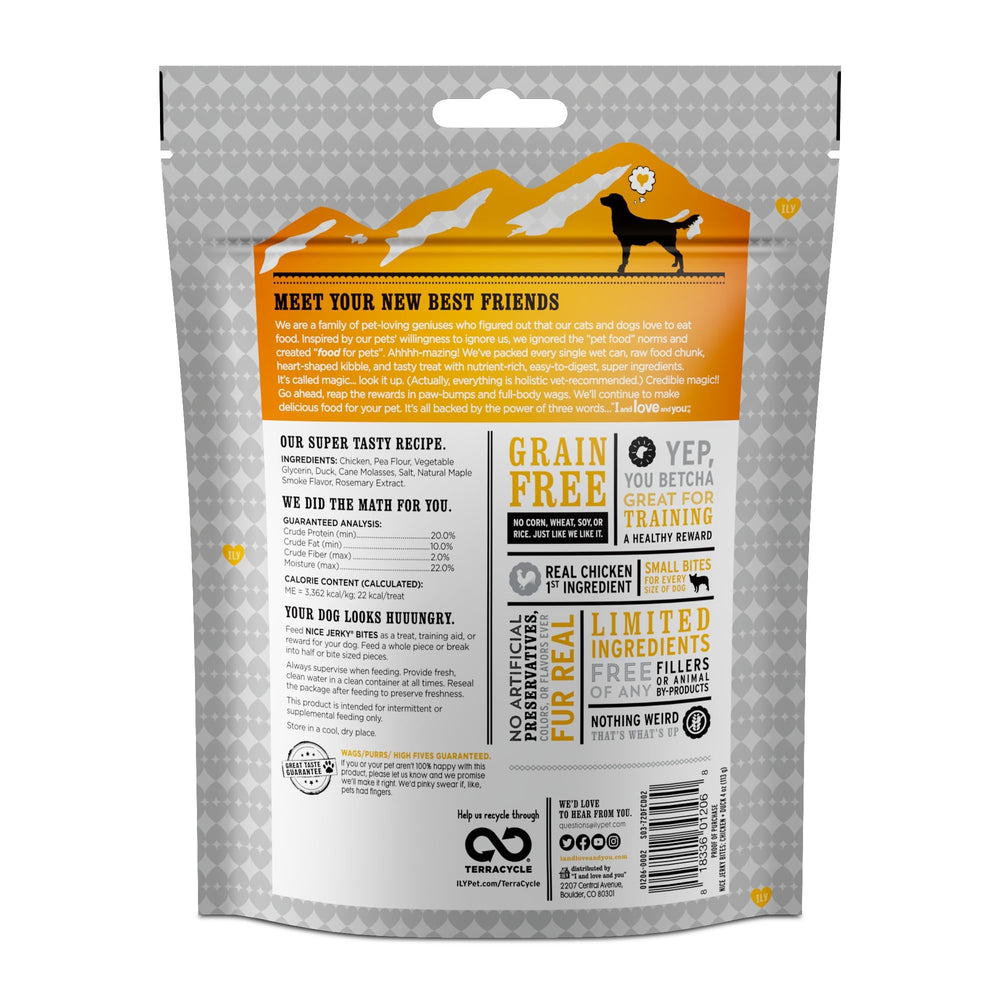 I and love and you Nice Jerky Bites: pollo y pato de EE. UU. para una proteína sabrosa