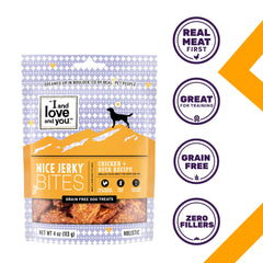 I and love and you Nice Jerky Bites: premio de tamaño práctico para motivar sesiones de entrenamiento