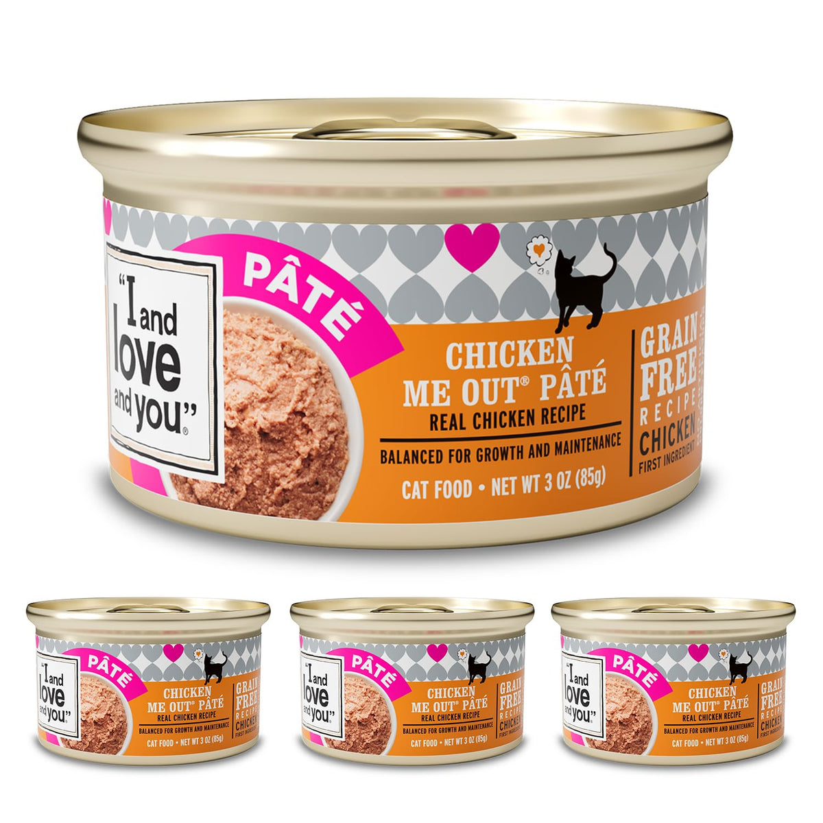 I and Love and You pate de pollo, textura suave para gatos, experiencia gourmet