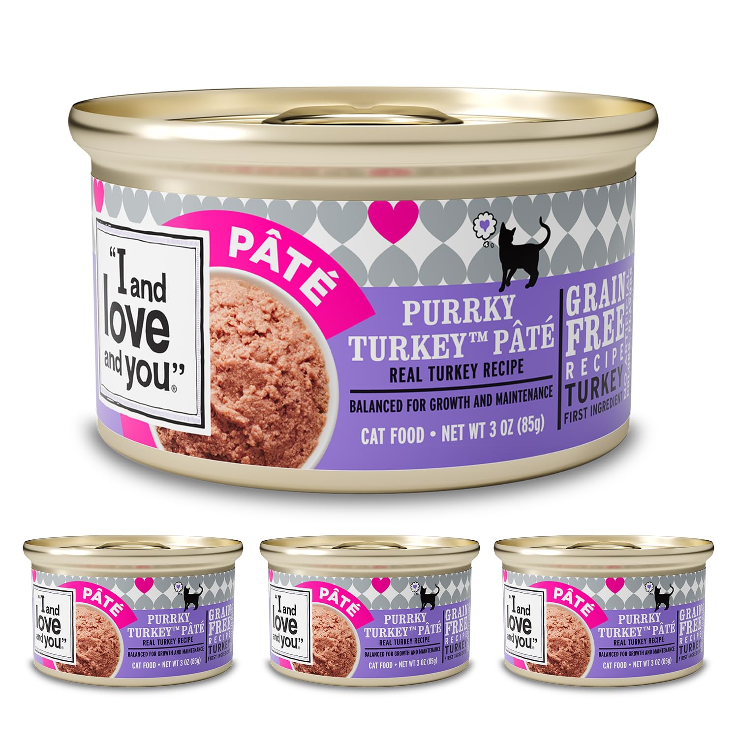 I and Love and You Purrky Turkey Paté, lata 1, textura suave para gatos