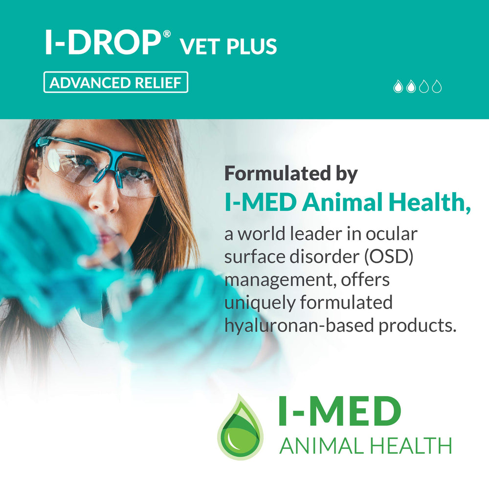 I-DROP VET PLUS respaldo de veterinarios para el cuidado ocular canino